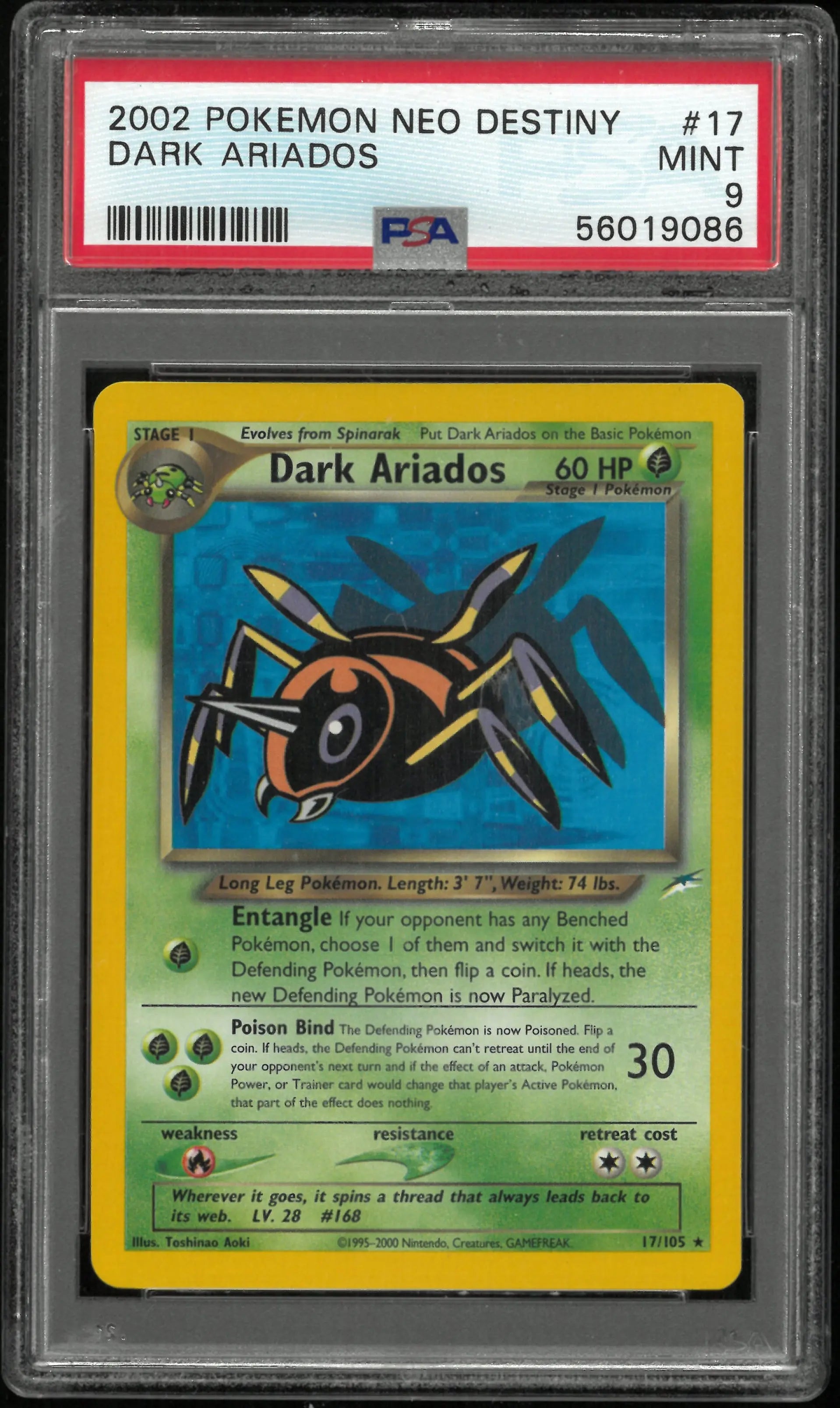 2002 Pokemon Neo Destiny Dark Ariados 17/105 PSA 9 Pop 12 