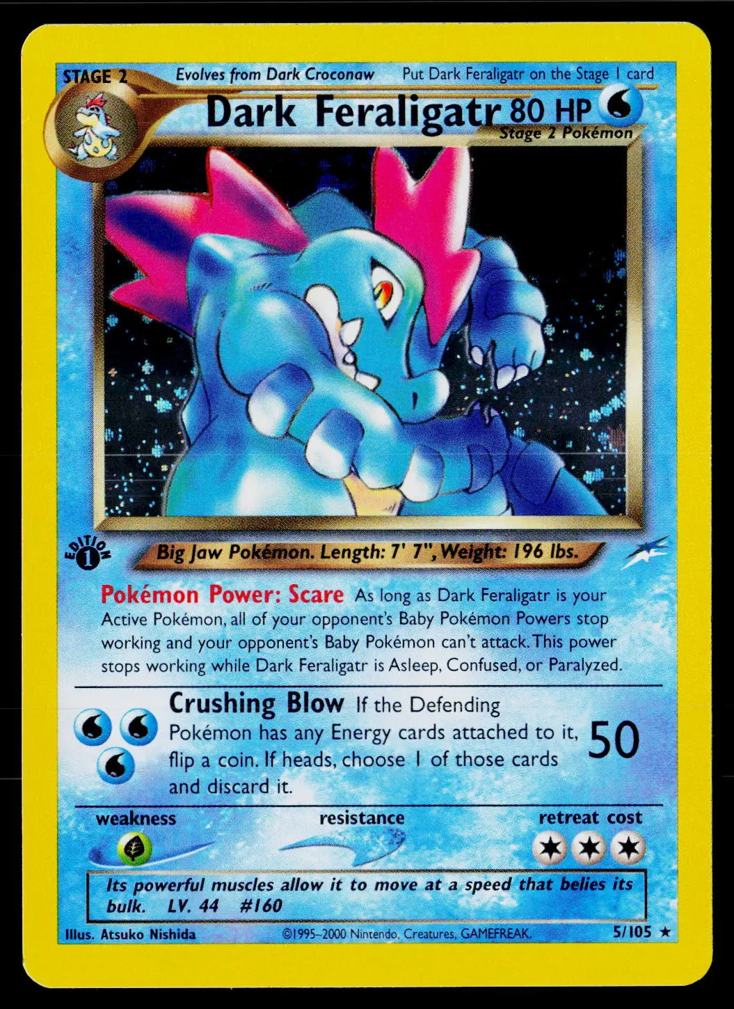 2002 Pokemon Neo Destiny Dark Feraligatr Holo Rare 5/105 