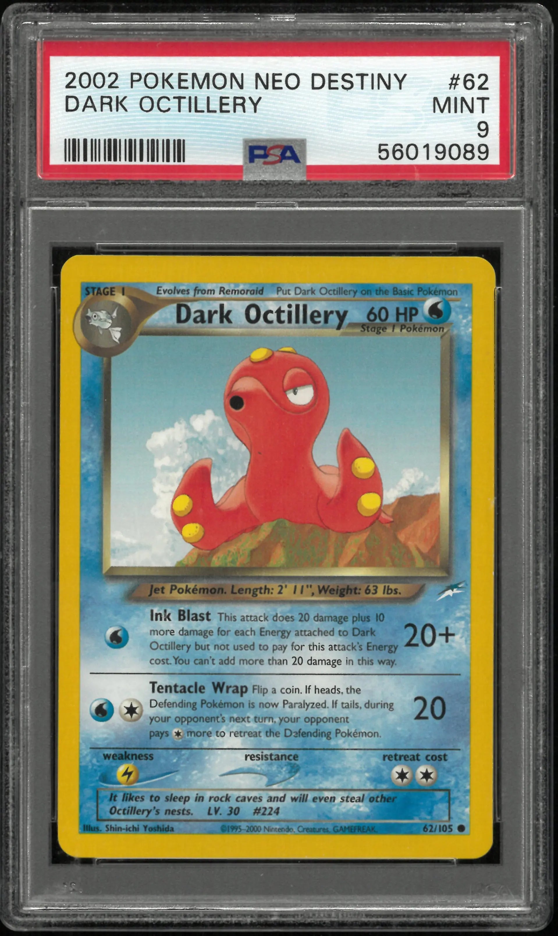 2002 Pokemon Neo Destiny Dark Octillery 62/105 PSA 9 Pop 22 