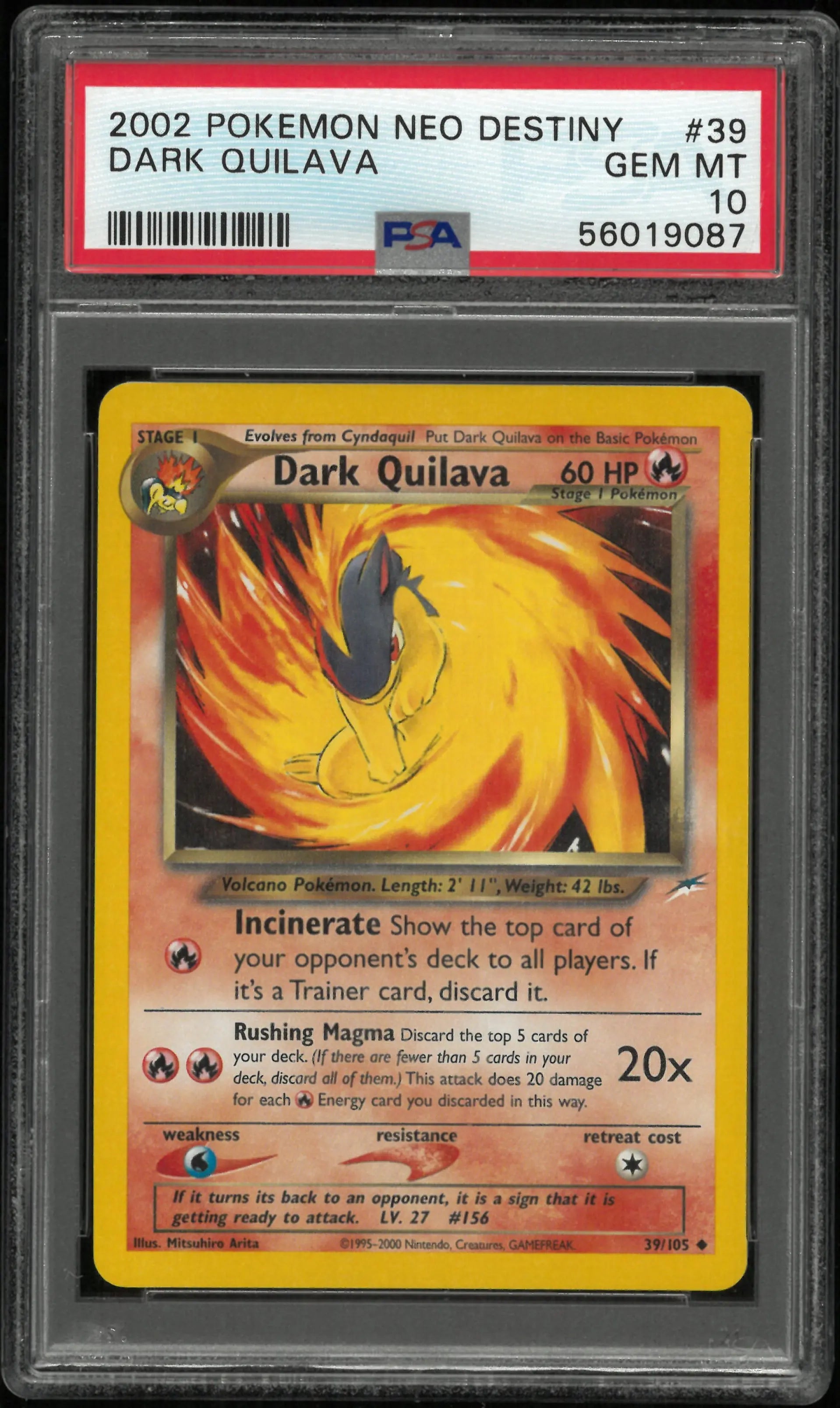 2002 Pokemon Neo Destiny Dark Quilava 39/105 PSA 10 