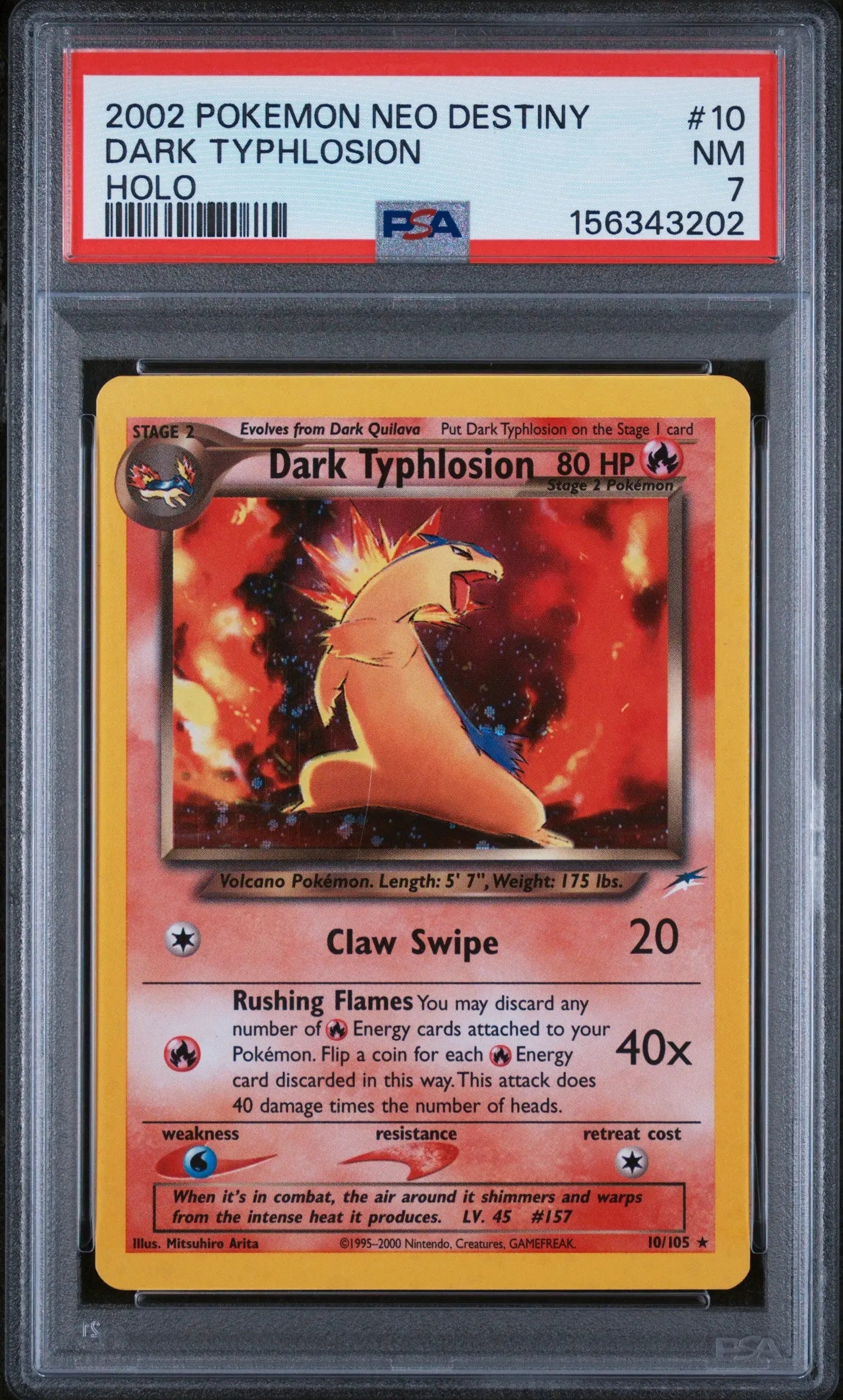 2002 Pokemon Neo Destiny Dark Typhlosion Holo 10/105 PSA 7 