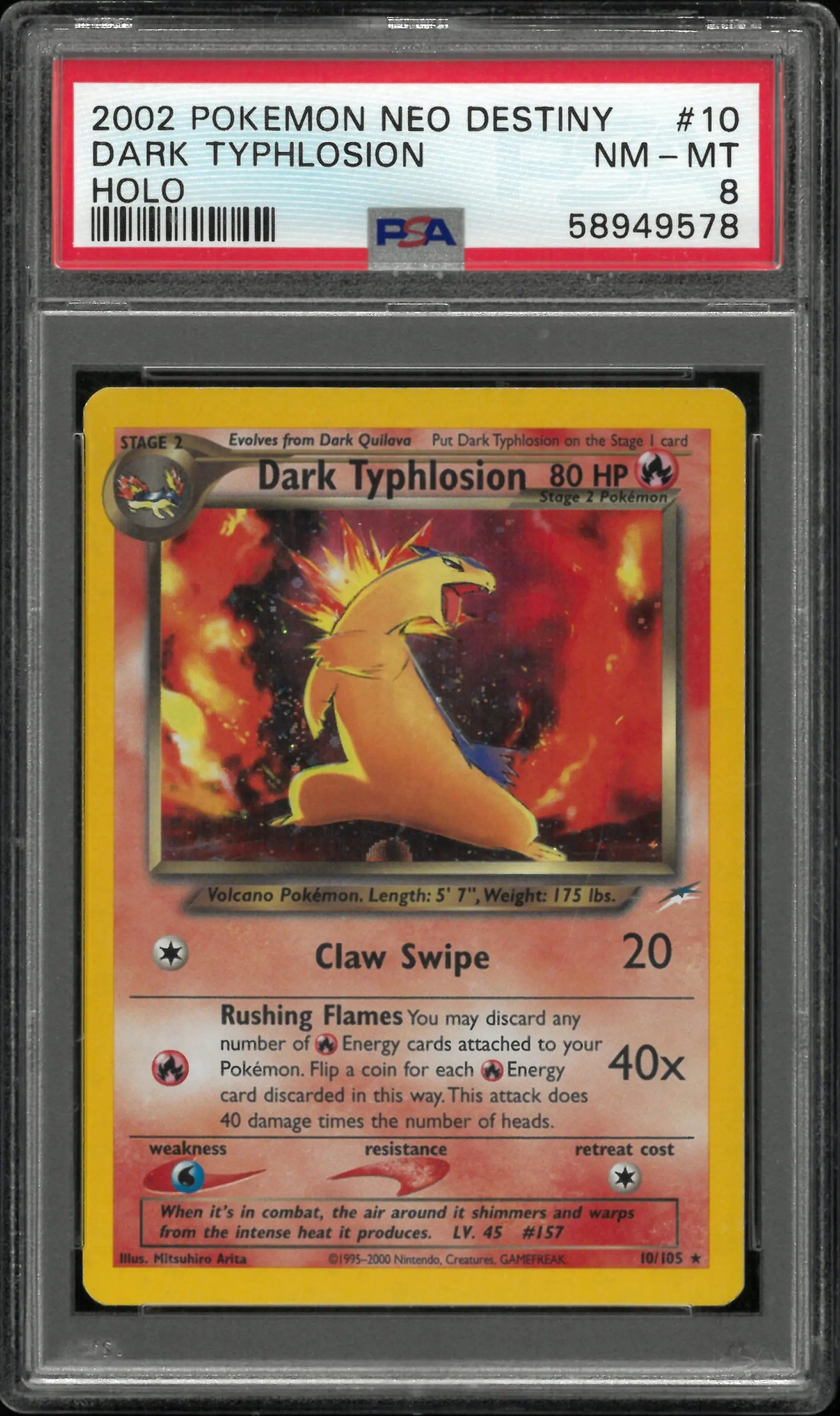2002 Pokemon Neo Destiny Dark Typhlosion Holo PSA 8 #10 
