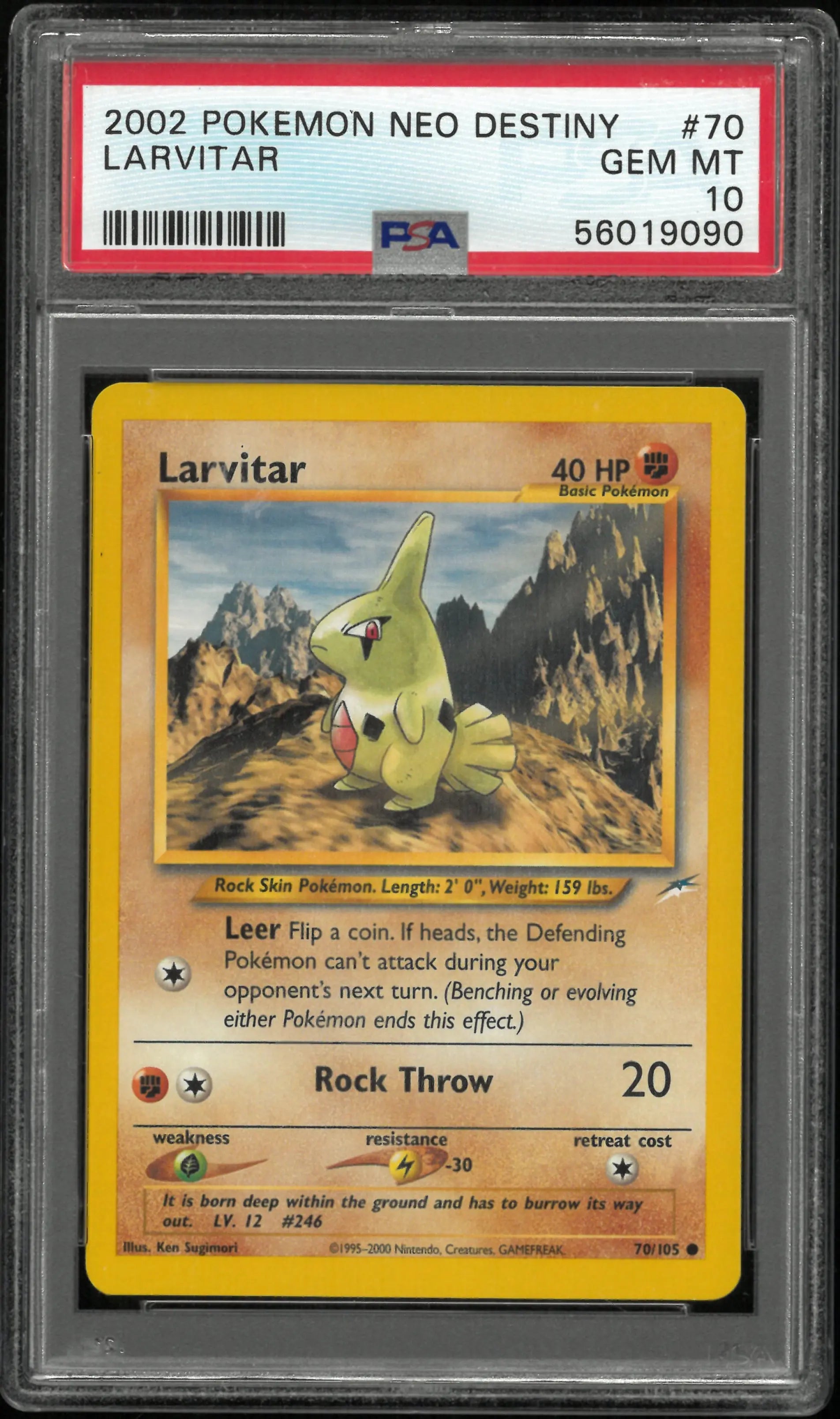 2002 Pokemon Neo Destiny Larvitar 70/105 PSA 10 