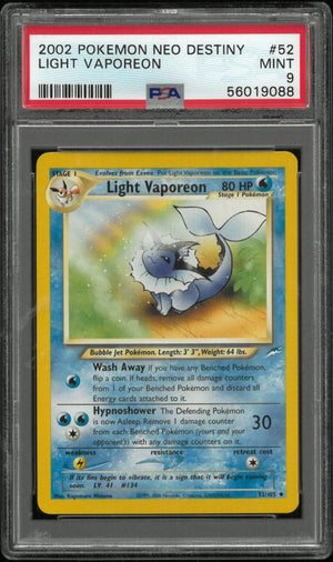 2002 Pokemon Neo Destiny Light Vaporeon 52/105 PSA 9 