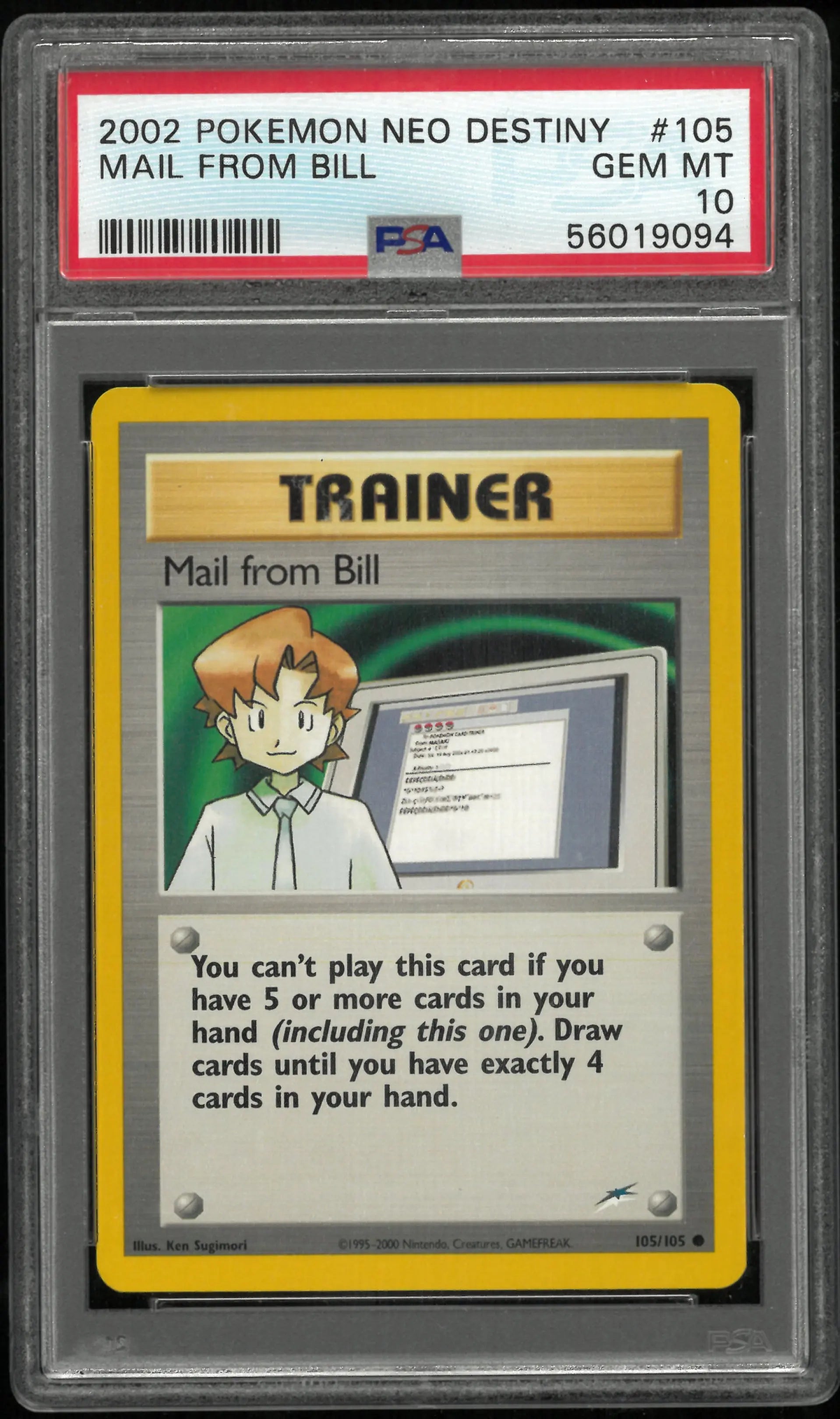 2002 Pokemon Neo Destiny Mail From Bill 105/105 PSA 10 Pop 18 