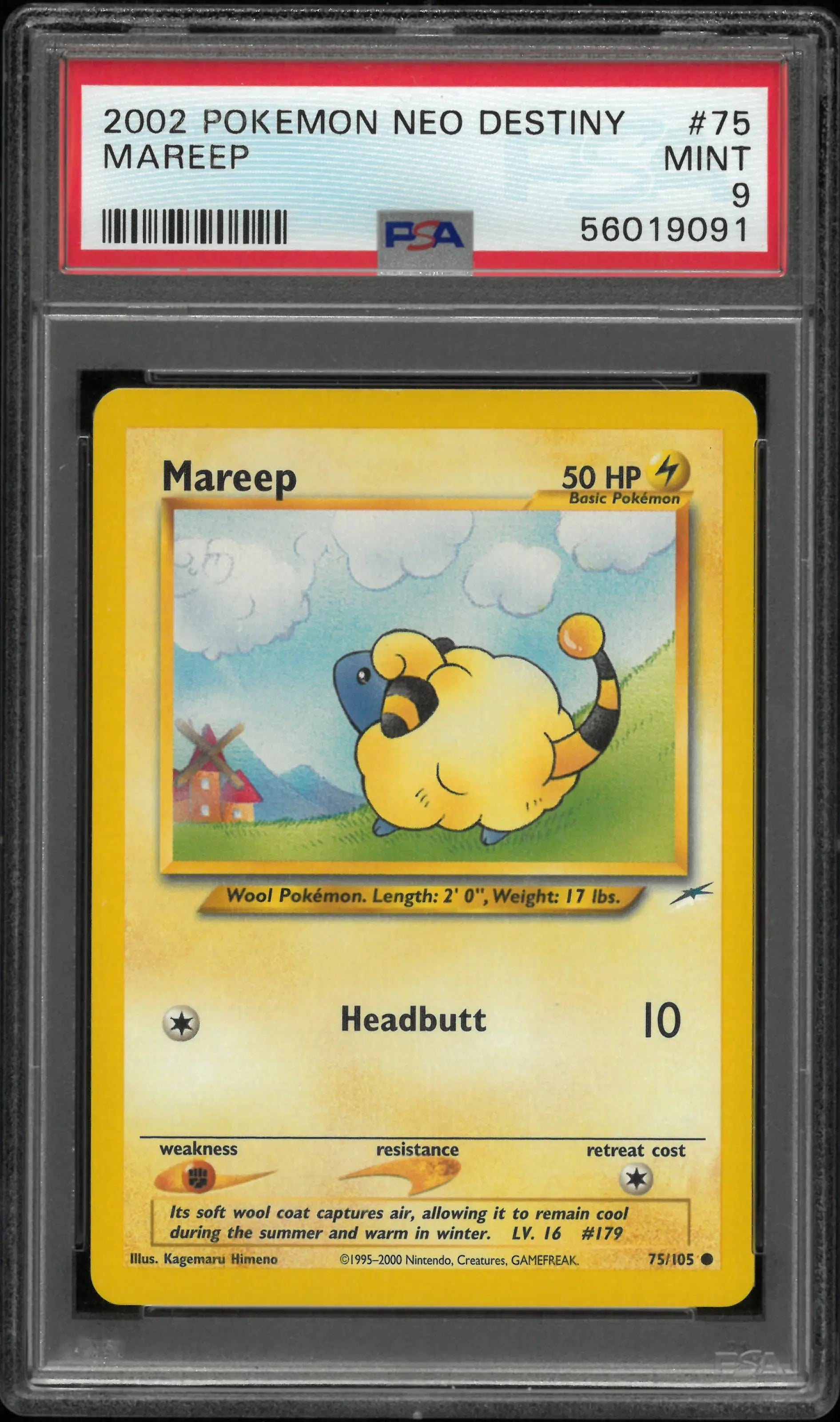 2002 Pokemon Neo Destiny Mareep 75/105 PSA 9 