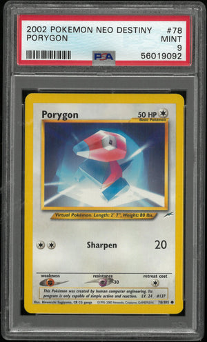 2002 Pokemon Neo Destiny Porygon #78/105 PSA 9 