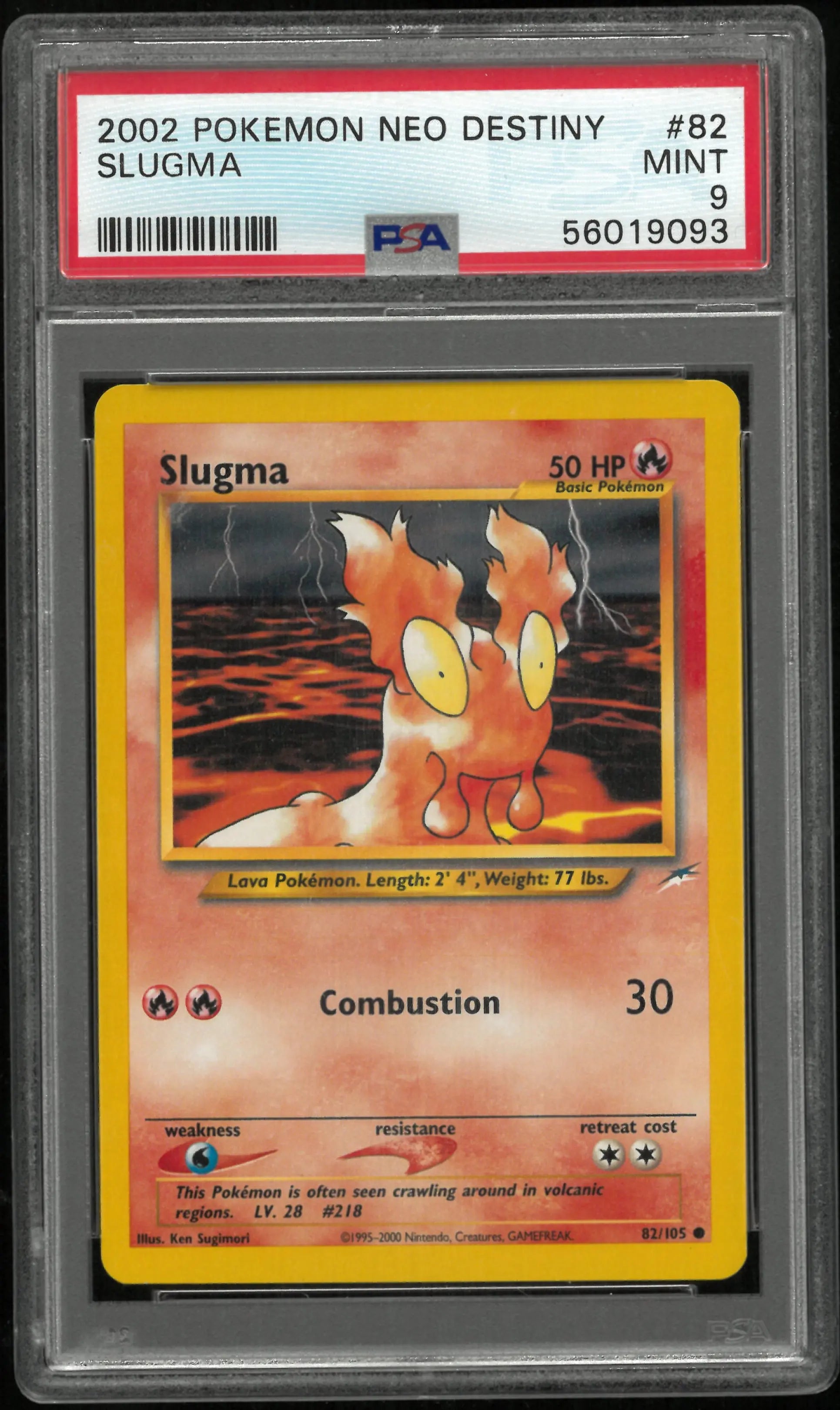 2002 Pokemon Neo Destiny Slugma 82/105 PSA 9 Pop 19 