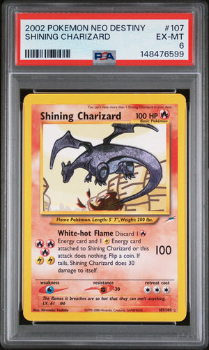 2002 Pokemon Neo Destiny Unlimited Holofoil Shining Charizard PSA 6 107/105 