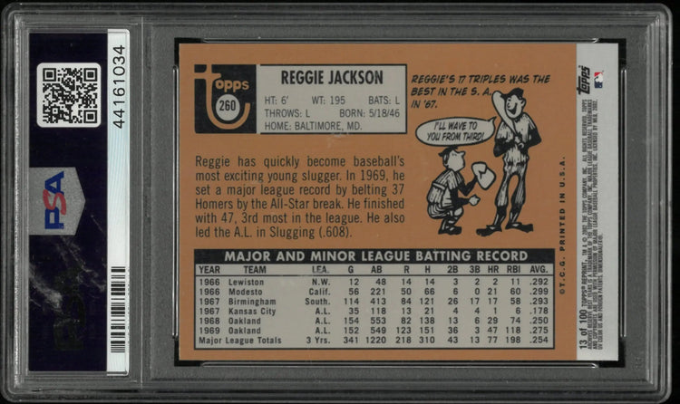 2002 Topps Archives Reserve Reggie Jackson Rookie 1969 REPRINT PSA 9 