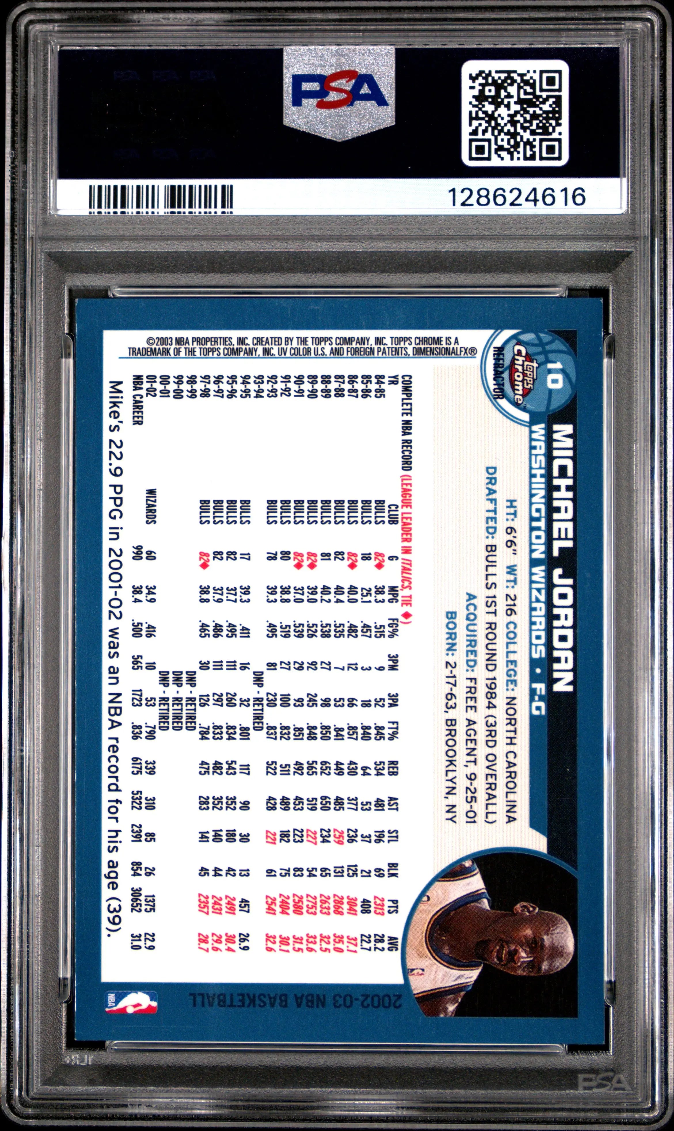 2002 Topps Chrome Michael Jordan Refractor PSA 8 