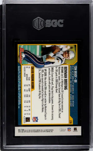 2002 Topps Gallery Heritage Tom Brady SGC 7 