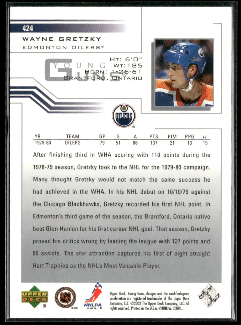 2002 Upper Deck Hockey Young Guns Flashback Wayne Gretzky 