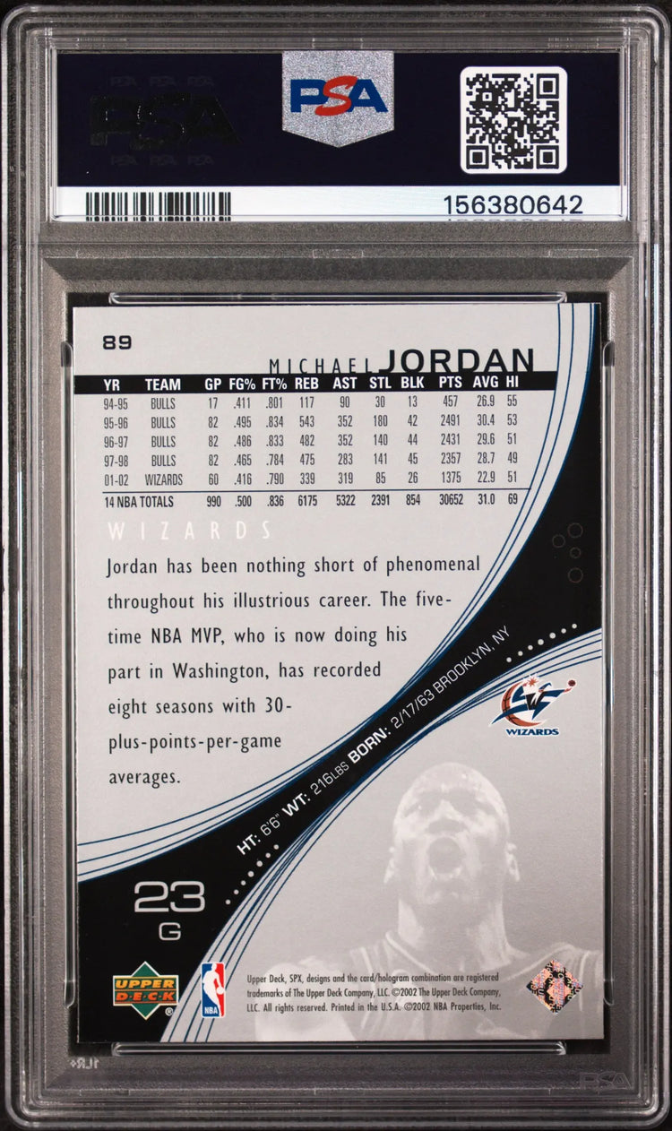 2002 Upper Deck SPx Michael Jordan PSA 9 