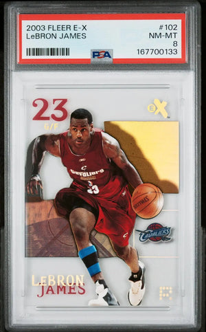 2003-04 Fleer E-X Basketball Lebron James Clear Cut PSA 8 