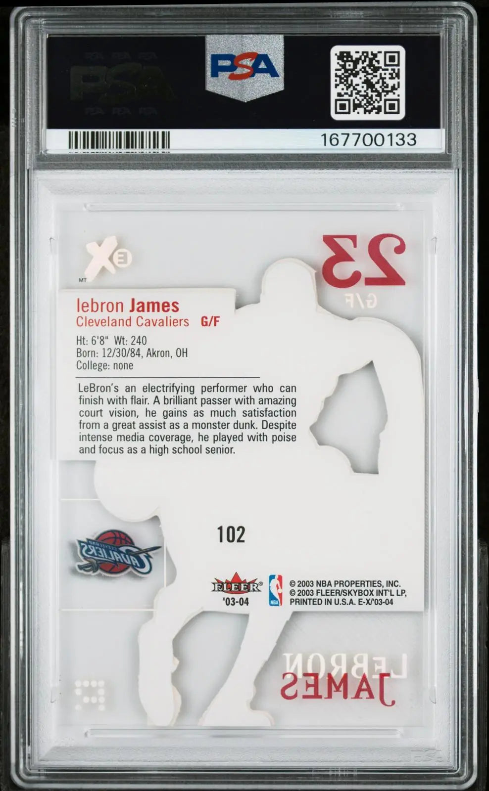 2003-04 Fleer E-X Basketball Lebron James Clear Cut PSA 8 