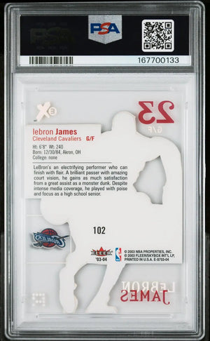 2003-04 Fleer E-X Basketball Lebron James Clear Cut PSA 8 