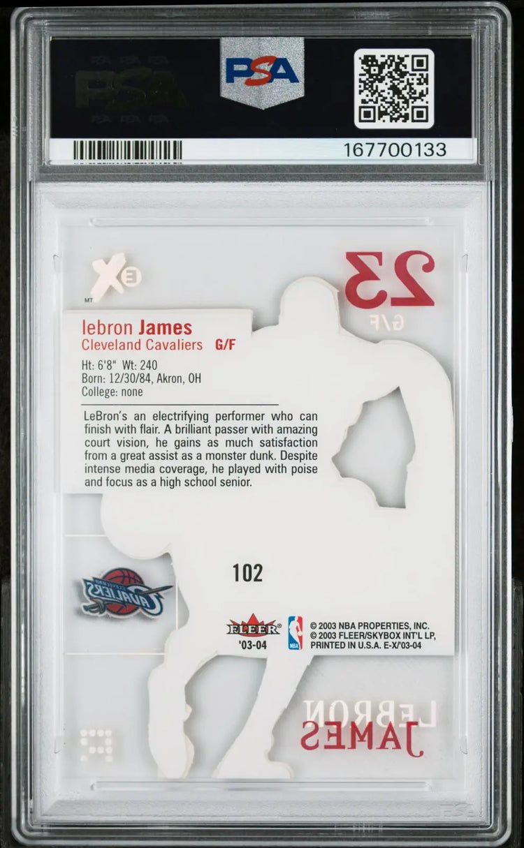2003-04 Fleer E-X Basketball Lebron James Clear Cut PSA 8 