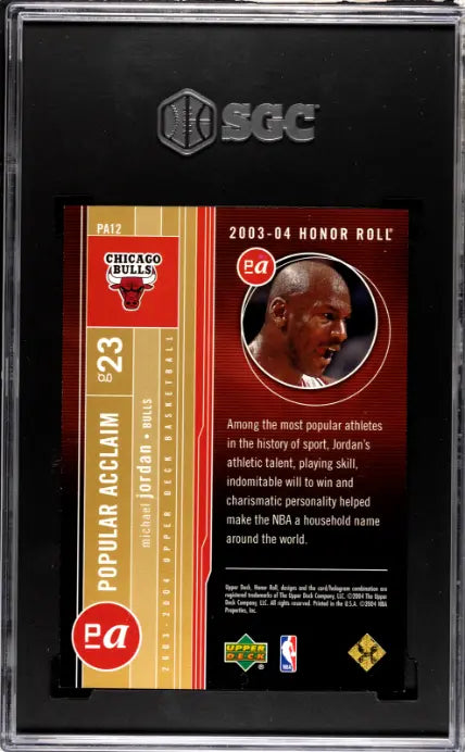 2003-04 Upper Deck Honor Roll Michael Jordan Popular Acclaim Gold /50 SGC 8.5 