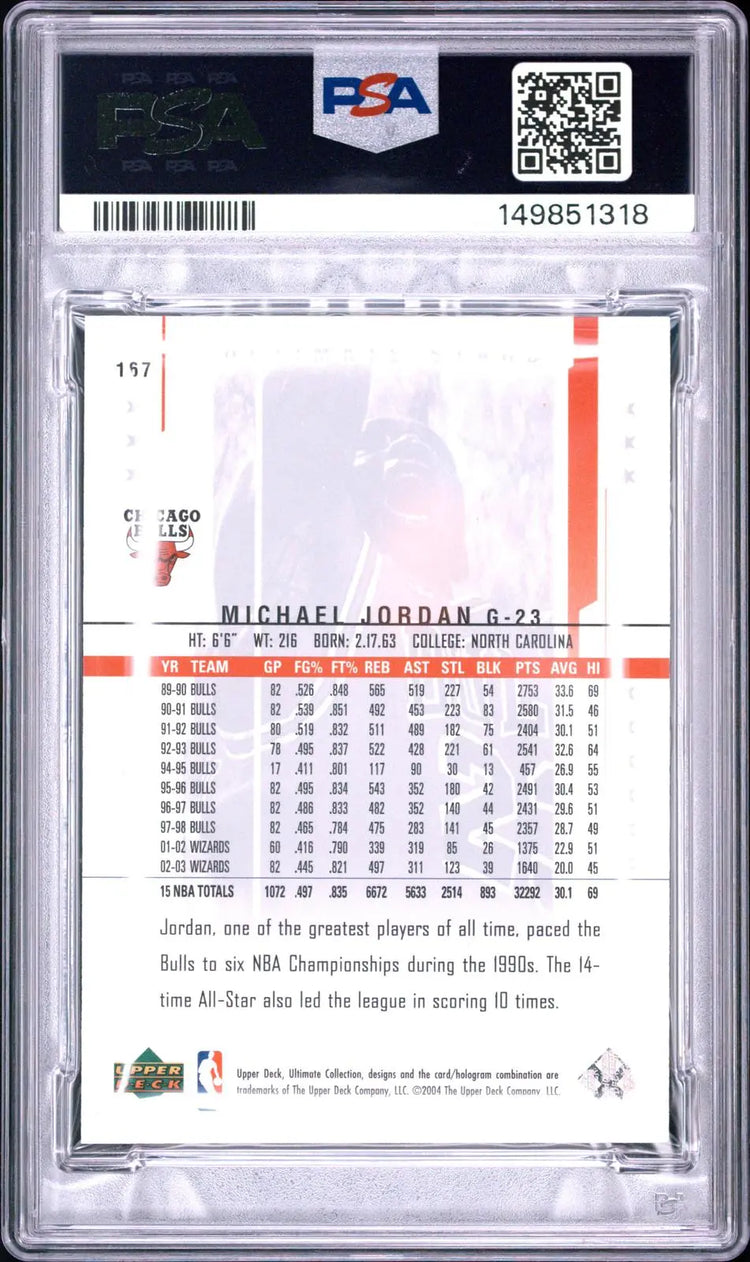 2003-04 Upper Deck Ultimate Collection Michael Jordan Ultimate Stars /500 PSA 9 