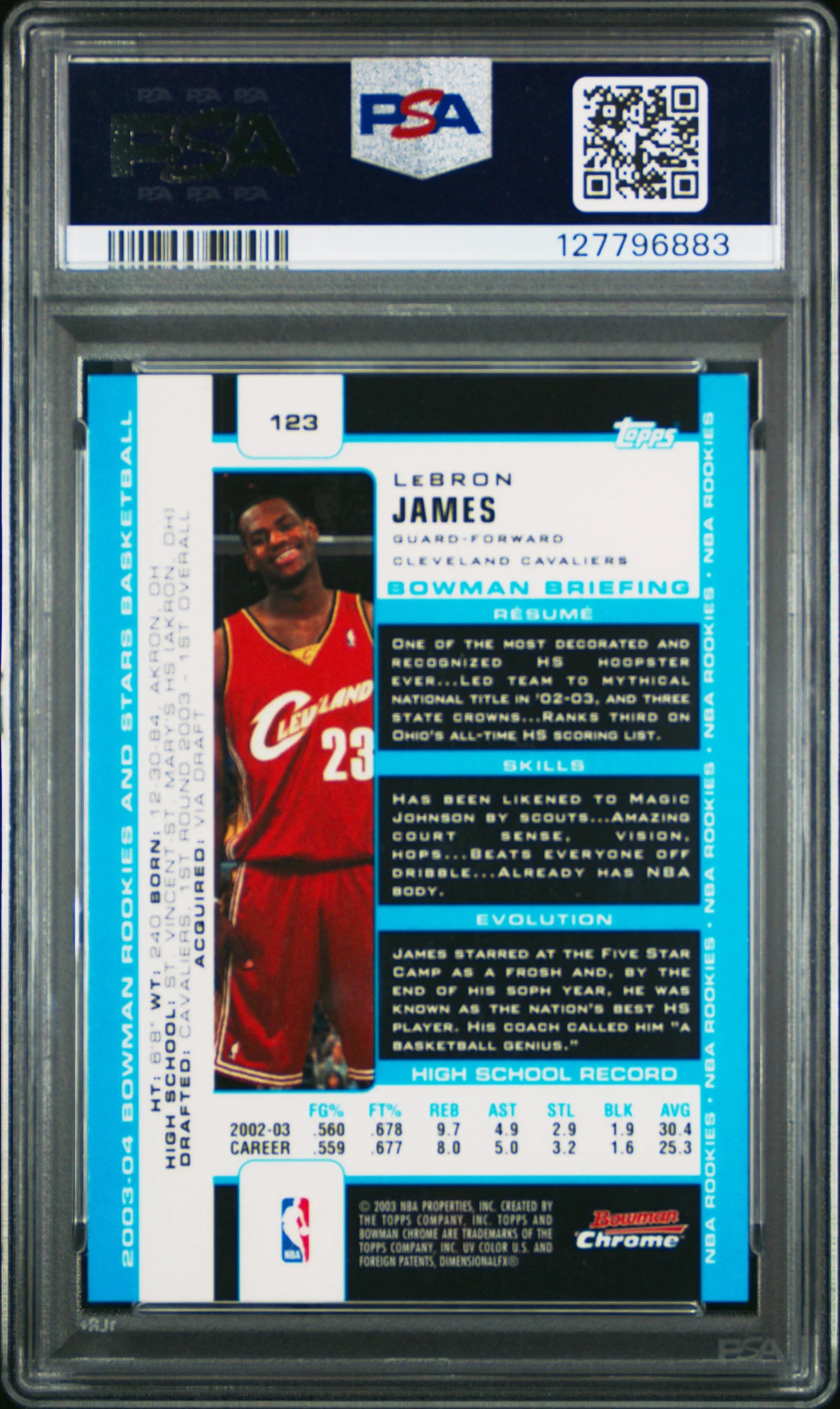2003 Bowman Rookies & Stars LeBron James Chrome RC PSA 9 