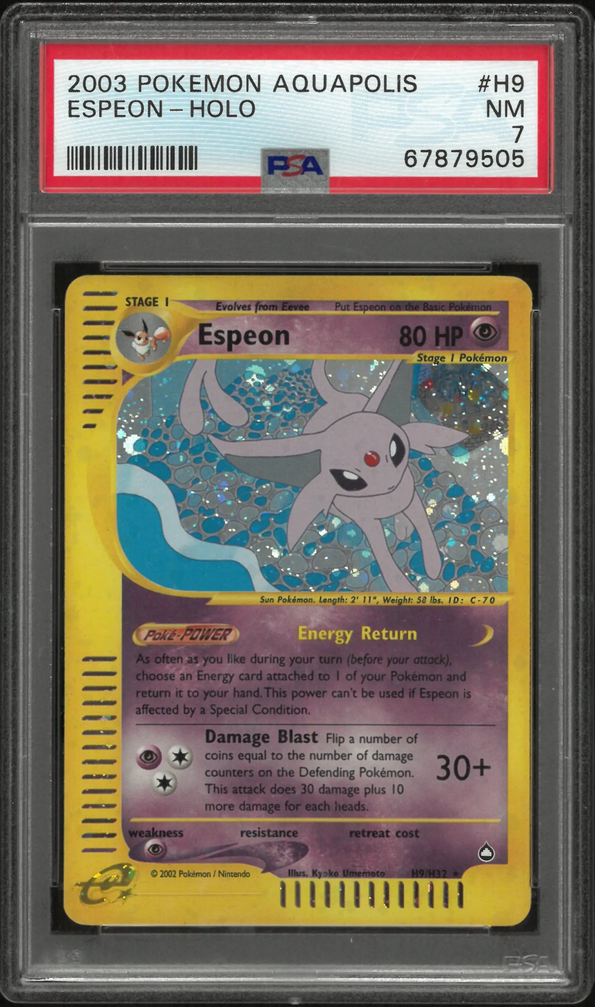 2003 Pokemon Aquapolis Espeon Holo PSA 7 #H9 