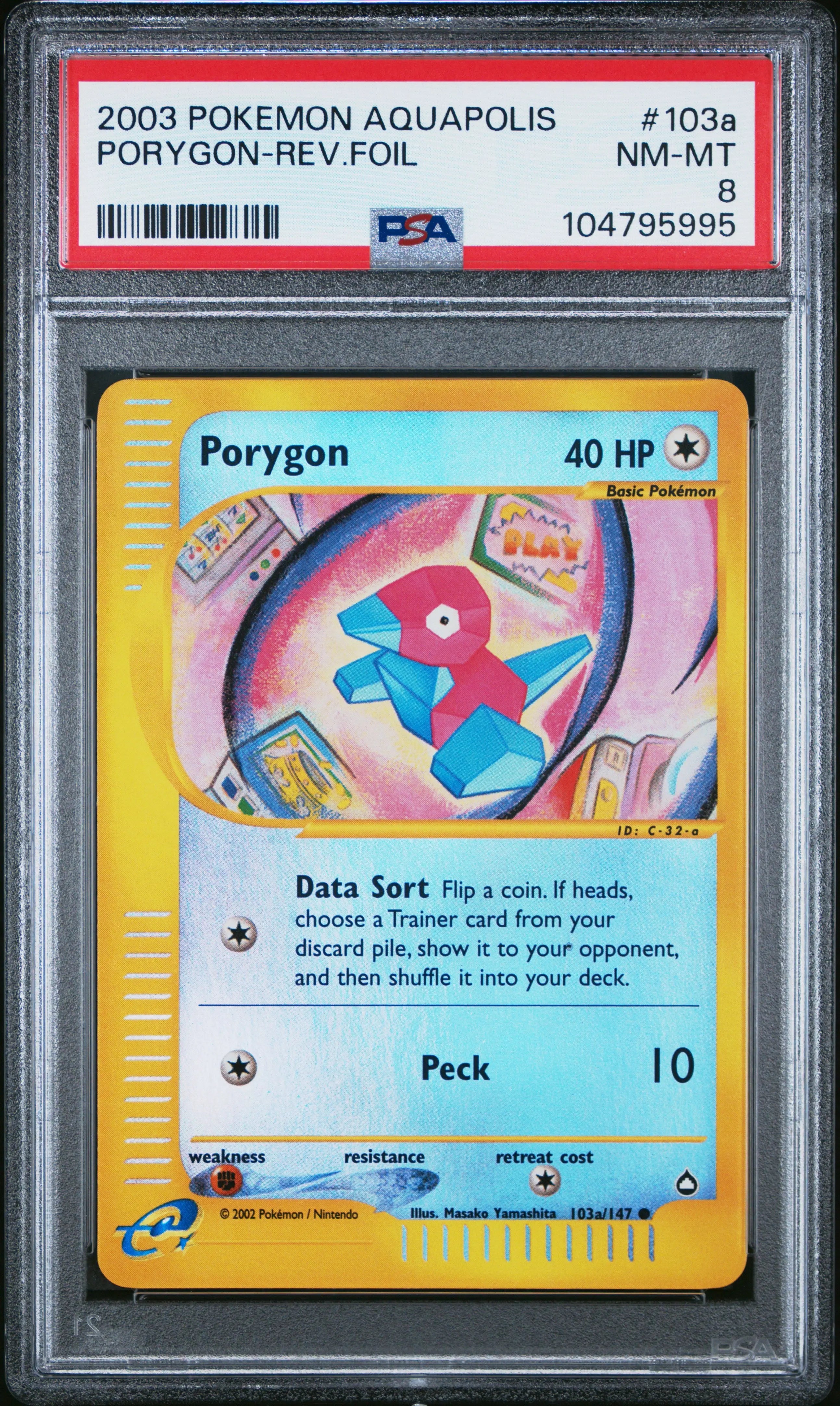 2003 Pokemon Aquapolis Porygon Reverse Foil 103a/147 PSA 8 