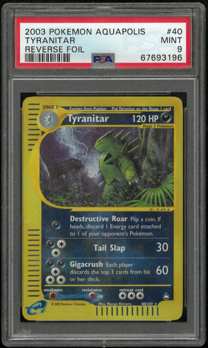 2003 Pokemon Aquapolis Tyranitar Reverse Foil PSA 9 40/147 