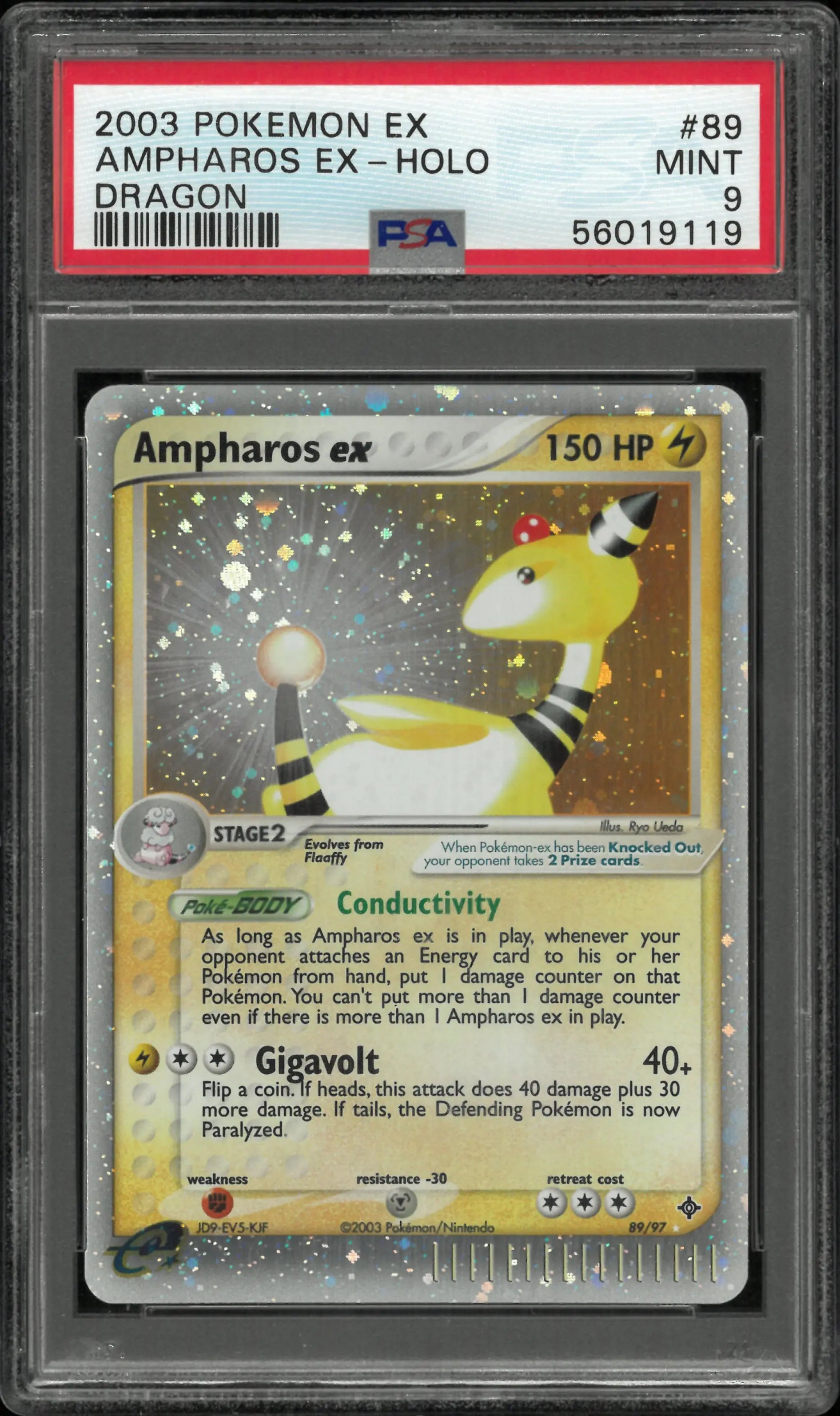 2003 Pokemon EX Dragon Ampharos EX Holo 89/97 PSA 9 