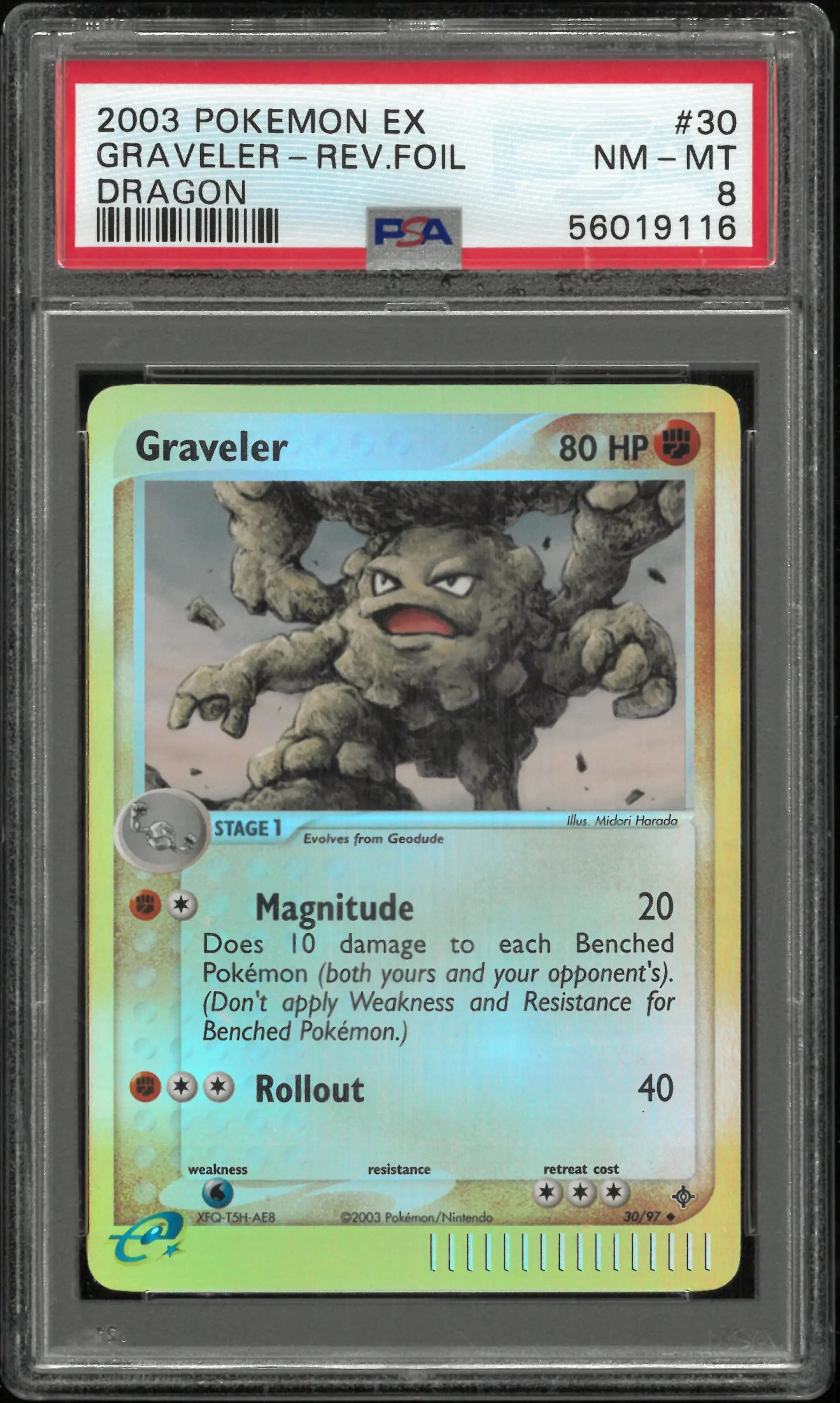 2003 Pokemon EX Dragon Graveler-Reverse Foil 30/97 PSA 8 