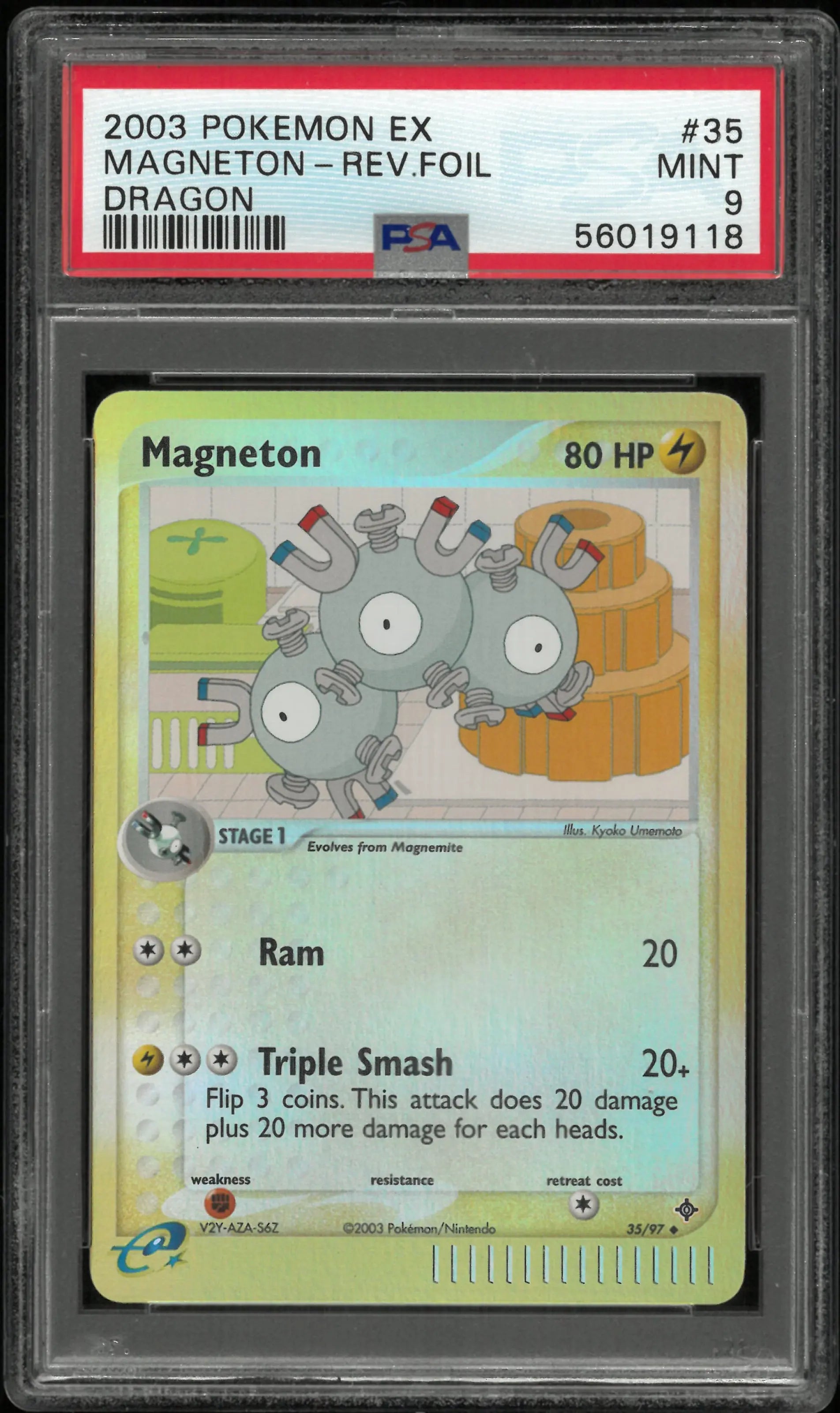 2003 Pokemon EX Dragon Magneton-Rev. Foil Dragon 35/97 PSA 9 