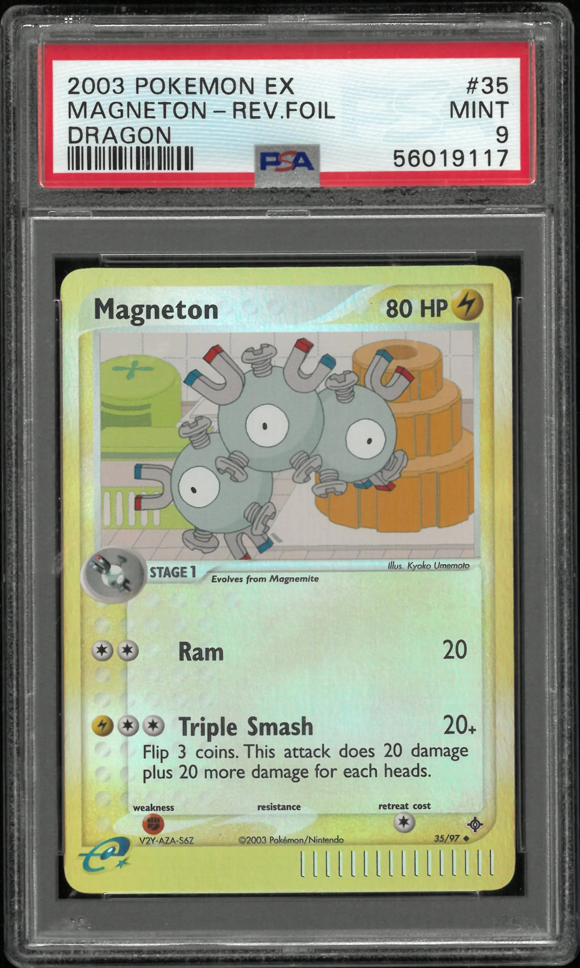 2003 Pokemon EX Dragon Magneton-Reverse Foil 35/97 PSA 9 
