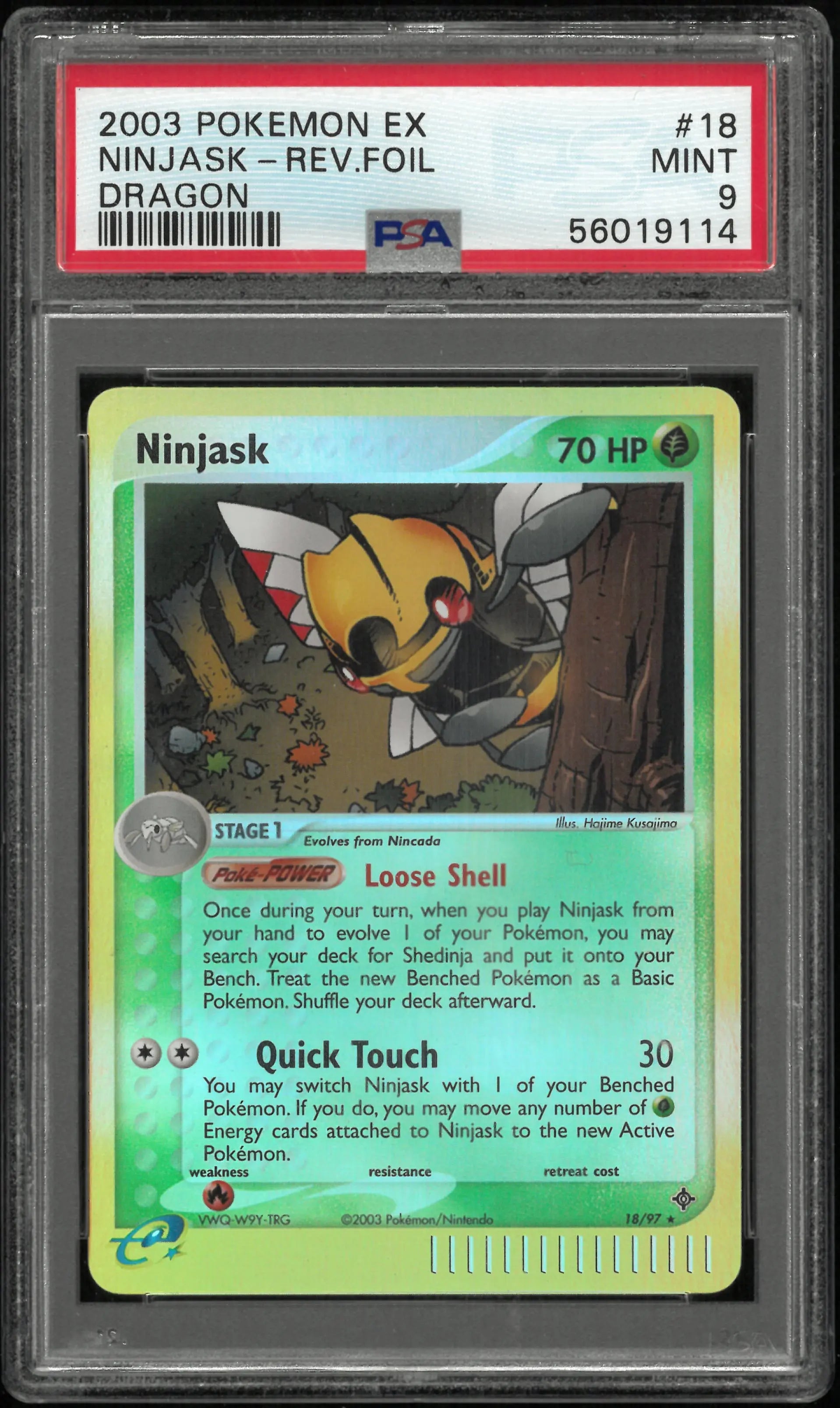 2003 Pokemon EX Dragon Ninjask-Rev. Foil 18/97  PSA 9 Pop 15 
