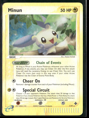 2003 Pokemon EX Dragon Reverse Holofoil Minun 7/97 