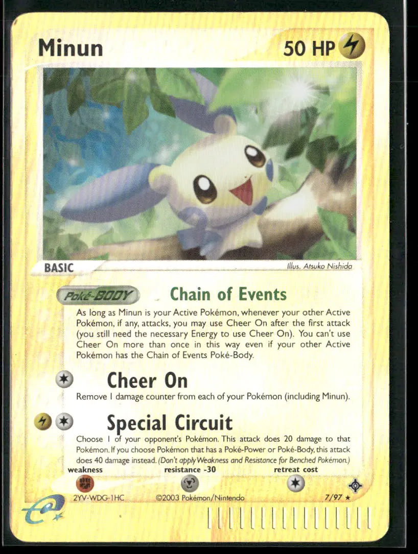 2003 Pokemon EX Dragon Reverse Holofoil Minun 7/97 