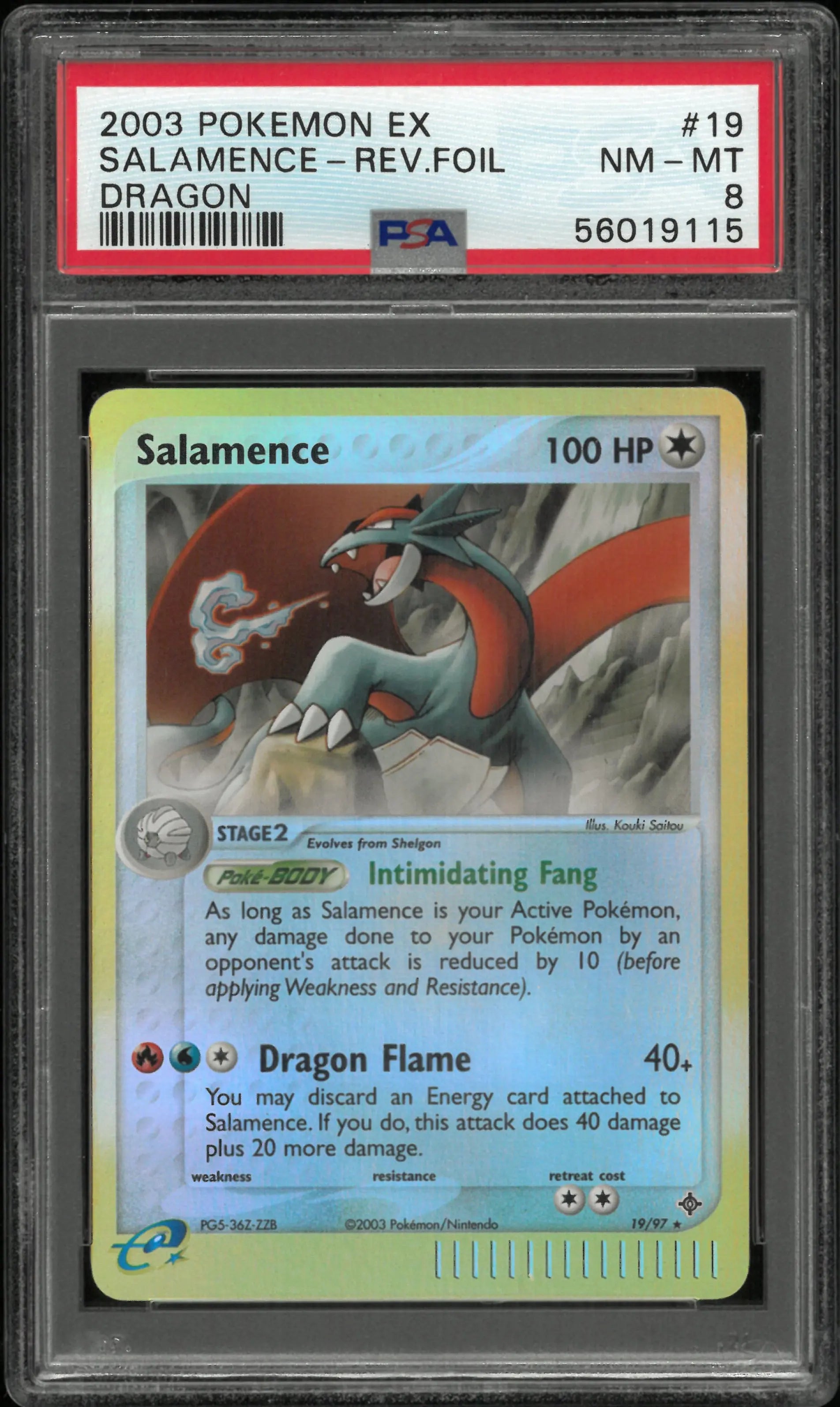 2003 Pokemon EX Dragon Salamence-Reverse Foil 19/97 PSA 8 
