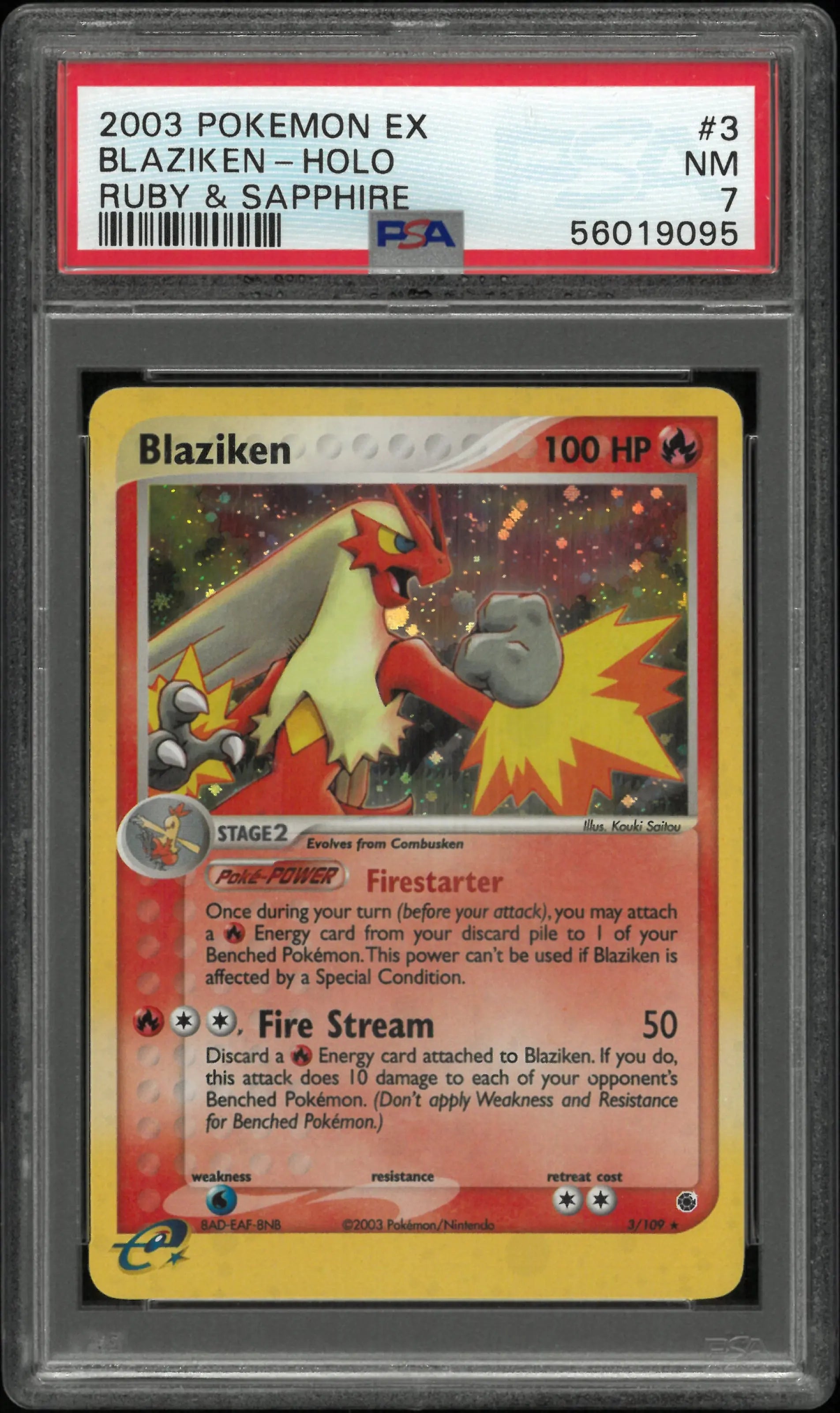2003 Pokemon EX Ruby & Sapphire Blaziken Holo 3/109 PSA 7 