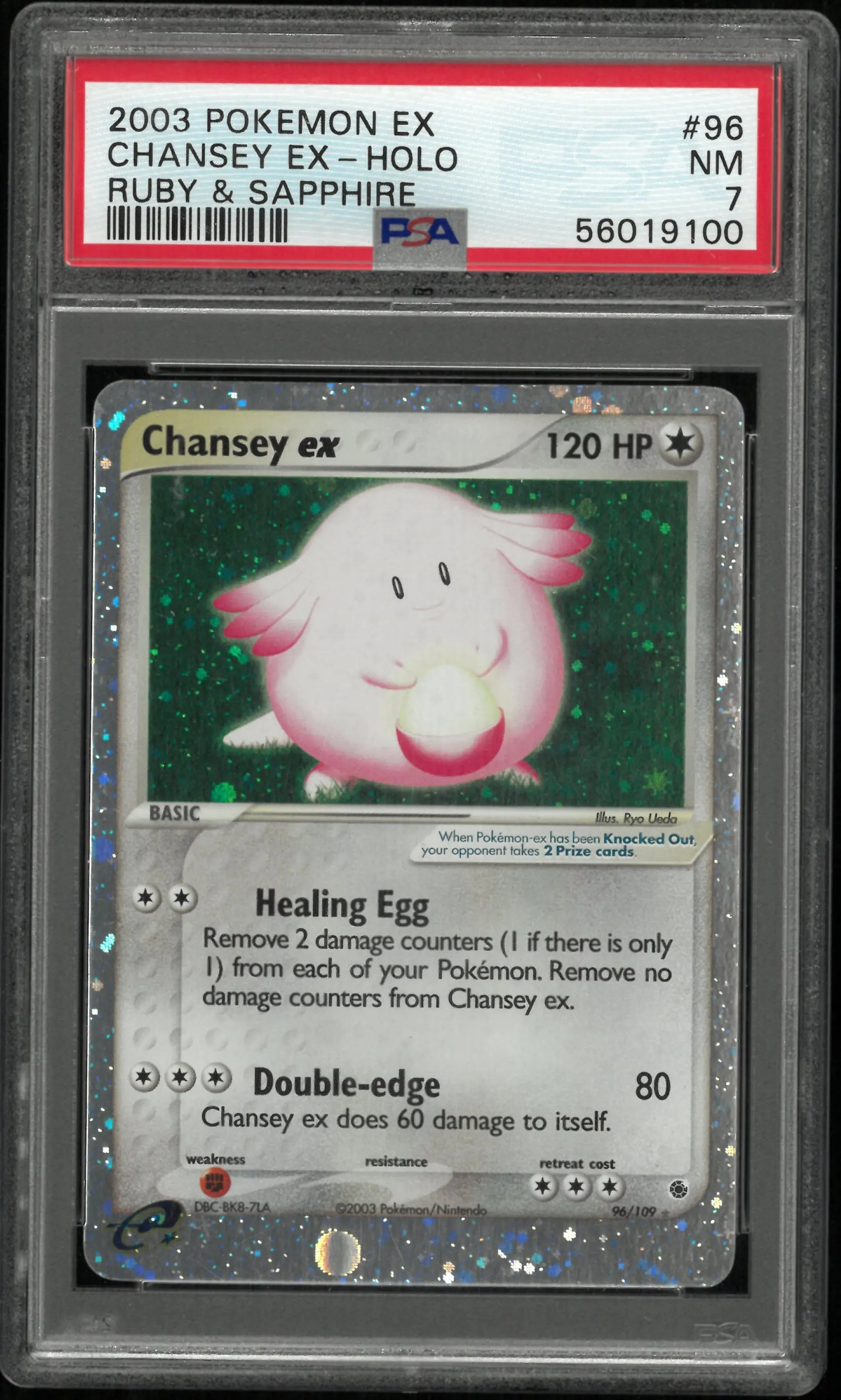 2003 Pokemon EX Ruby & Sapphire Chansey EX Holo 96/109 PSA 7 