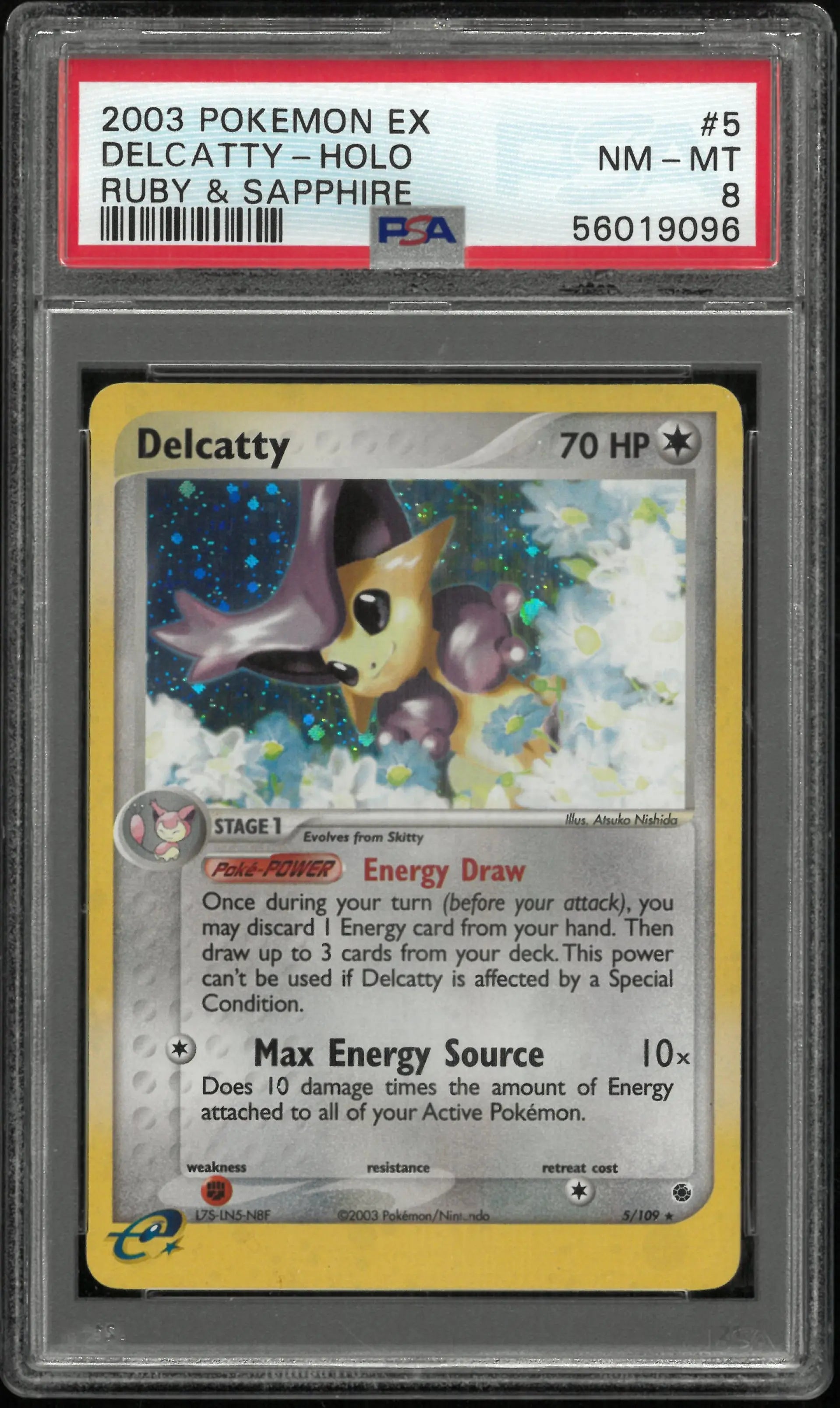2003 Pokemon EX Ruby & Sapphire Delcatty Holo 5/109 PSA 8 