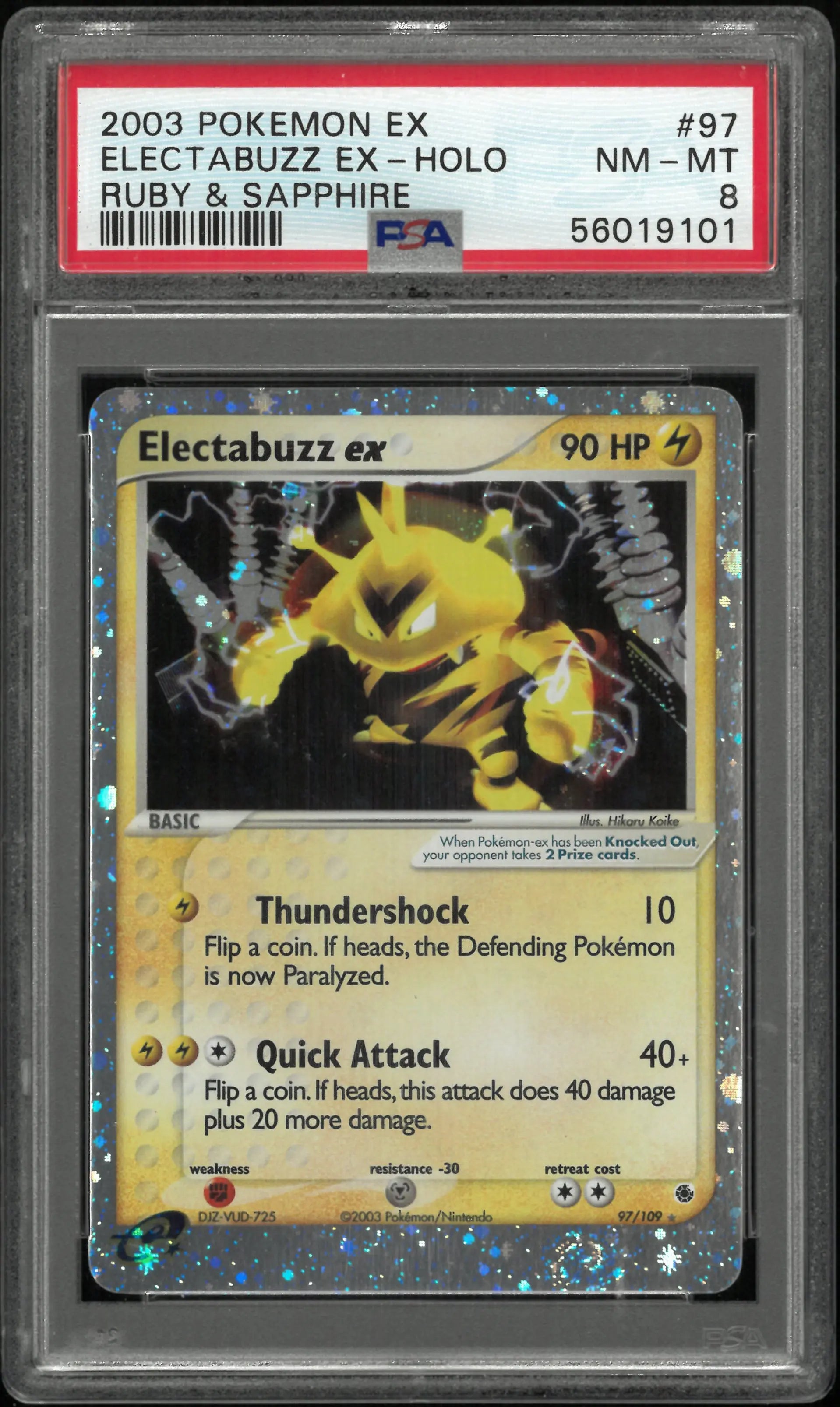 2003 Pokemon EX Ruby & Sapphire Electabuzz EX Holo 97/109 PSA 8 