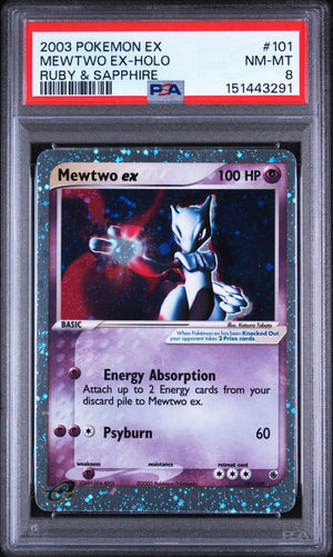 2003 Pokemon EX Ruby & Sapphire Mewtwo EX Holo Ruby & Sapphire 101/109 PSA 8 