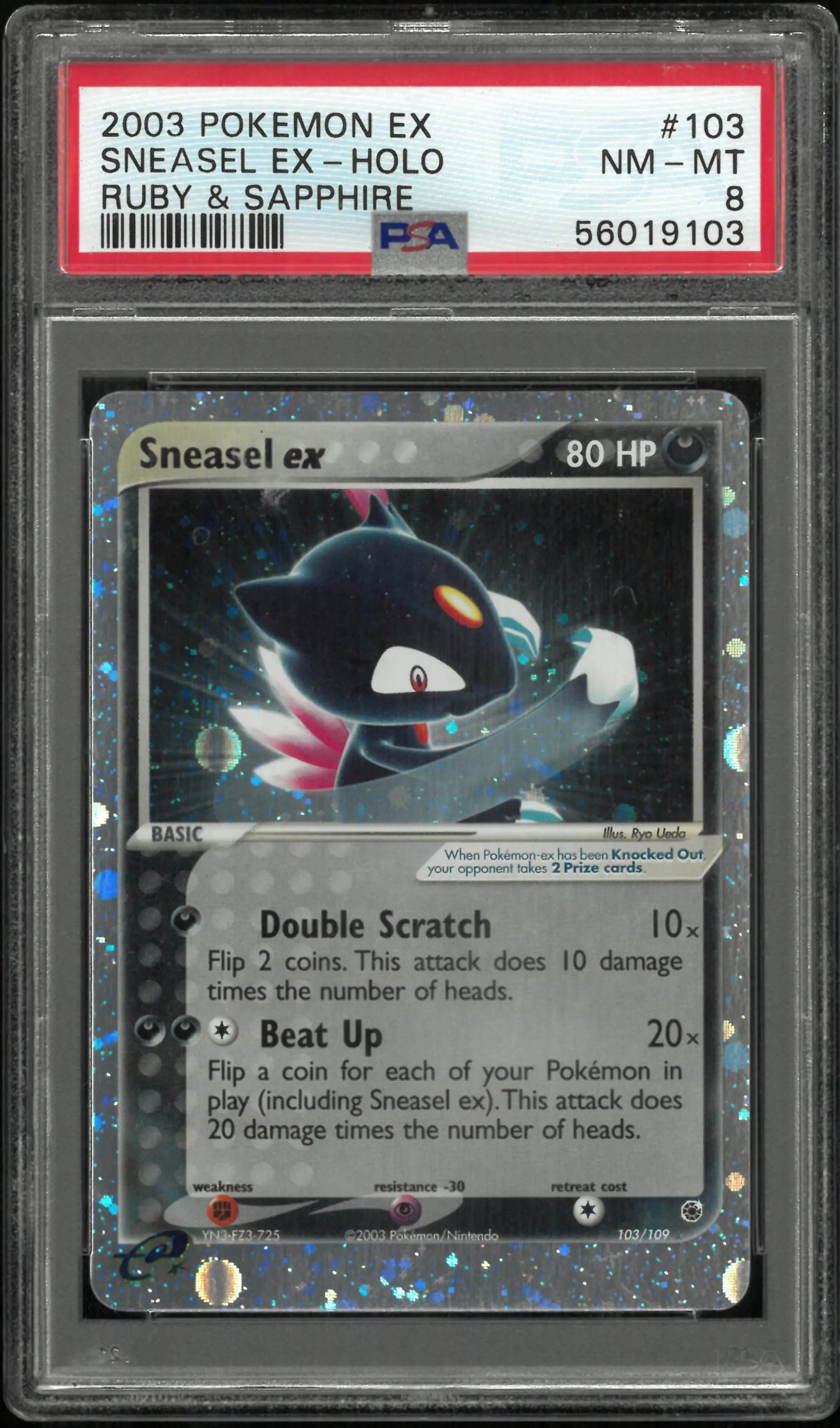 2003 Pokemon EX Ruby & Sapphire Sneasel EX Holo Ruby & Sapphire PSA 8 #103 