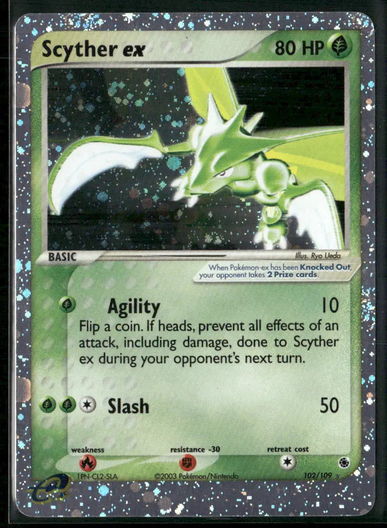 2003 Pokemon EX Ruby & Sapphire Ultra Rare Scyther ex 102 