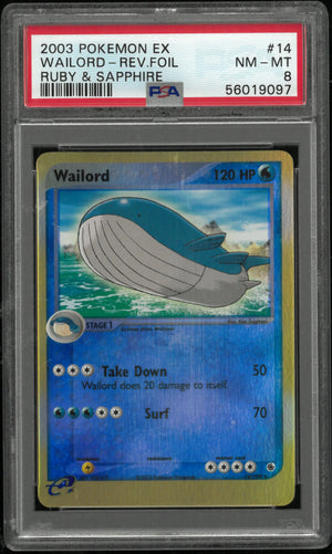 2003 Pokemon EX Ruby & Sapphire Wailord-Rev. Foil 14/109 PSA 8 