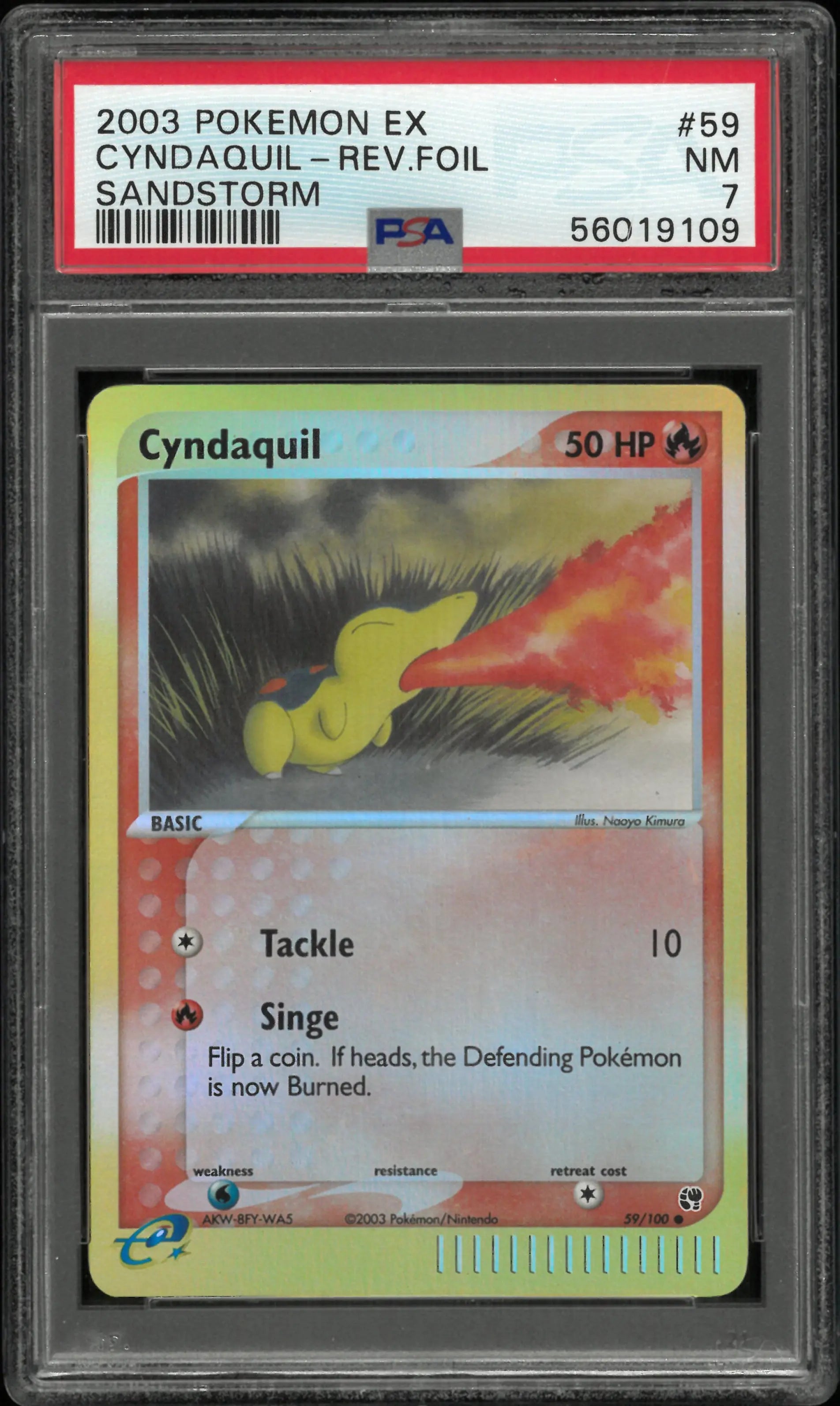2003 Pokemon EX Sandstorm Cyndaquil-Rev. Foil 59/100 PSA 7 