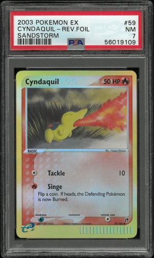 2003 Pokemon EX Sandstorm Cyndaquil-Rev. Foil 59/100 PSA 7 