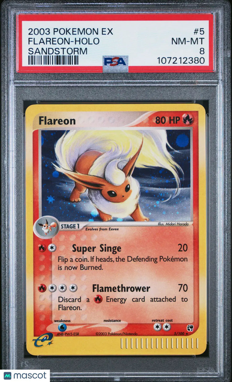 2003 Pokemon EX Sandstorm Flareon Holo Sandstorm PSA 8 5/100 