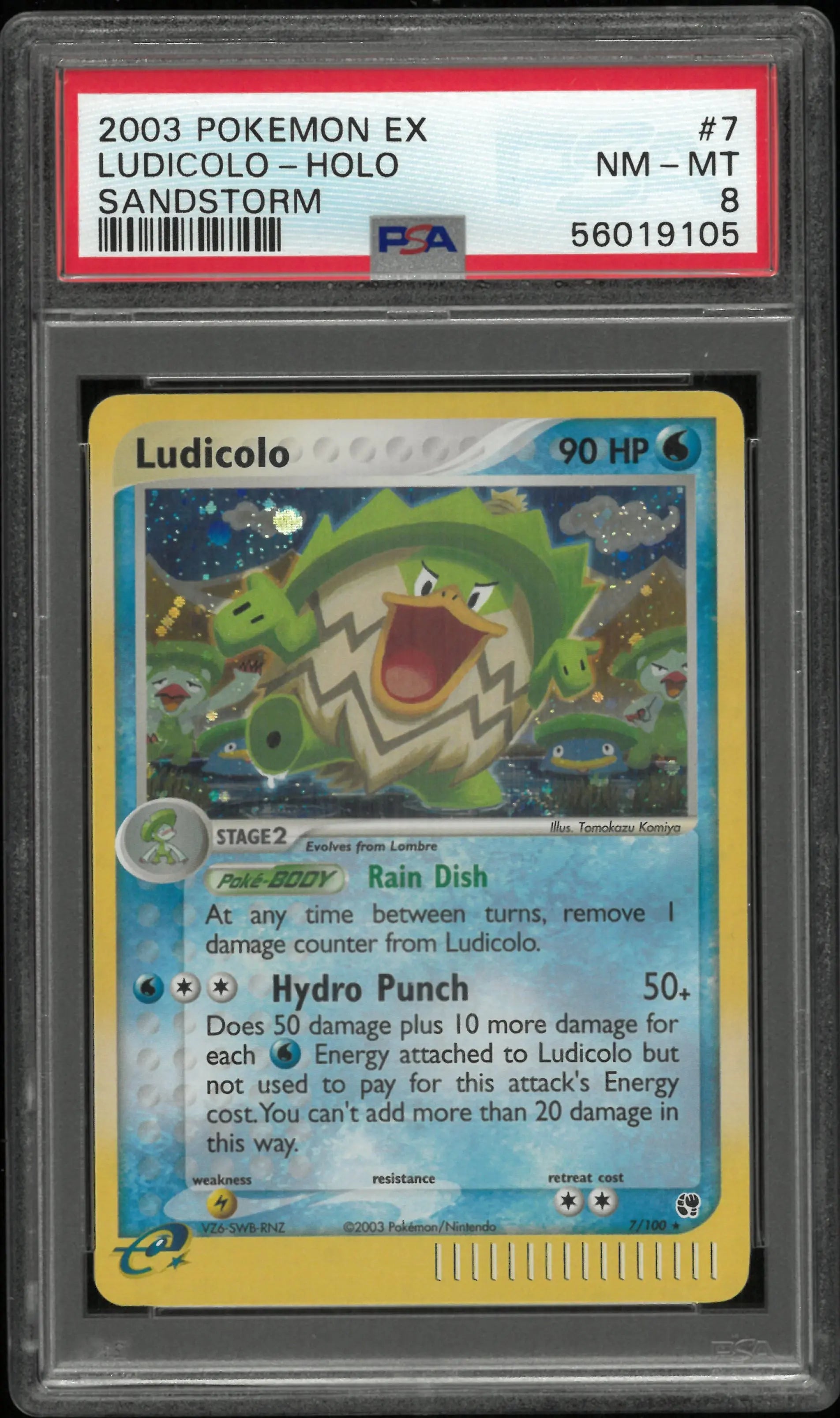 2003 Pokemon EX Sandstorm Ludicolo Holo 7/100 Sandstorm PSA 8 