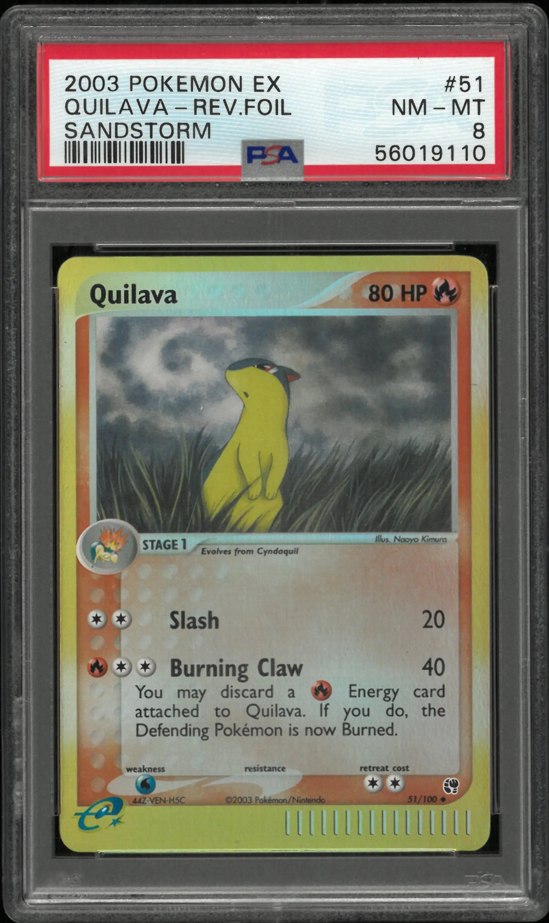 2003 Pokemon EX Sandstorm Quilava-Rev. Foil Sandstorm 51/100 PSA 8 