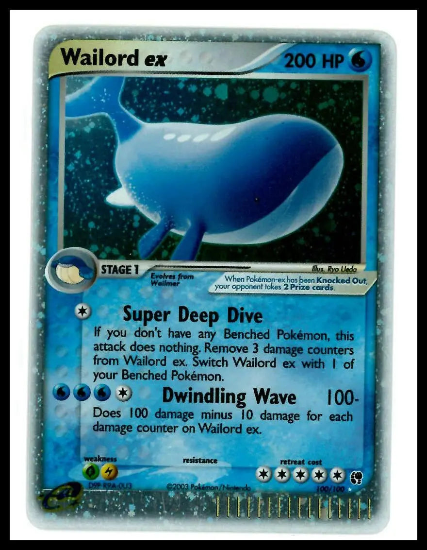 2003 Pokemon EX Sandstorm Wailord ex 100/100 LP 